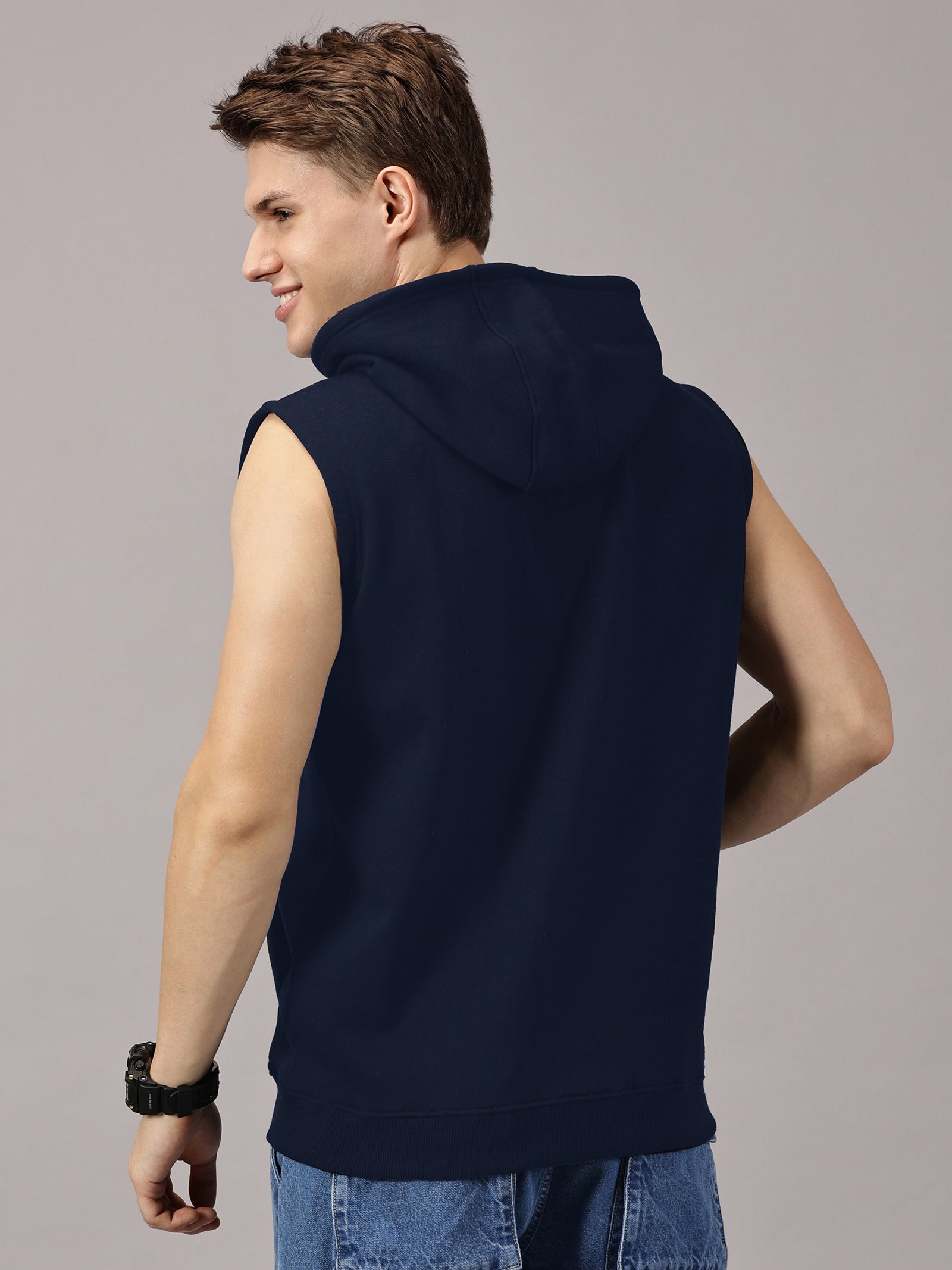 Sweatshirt :Solid Sleeveless Hoodie