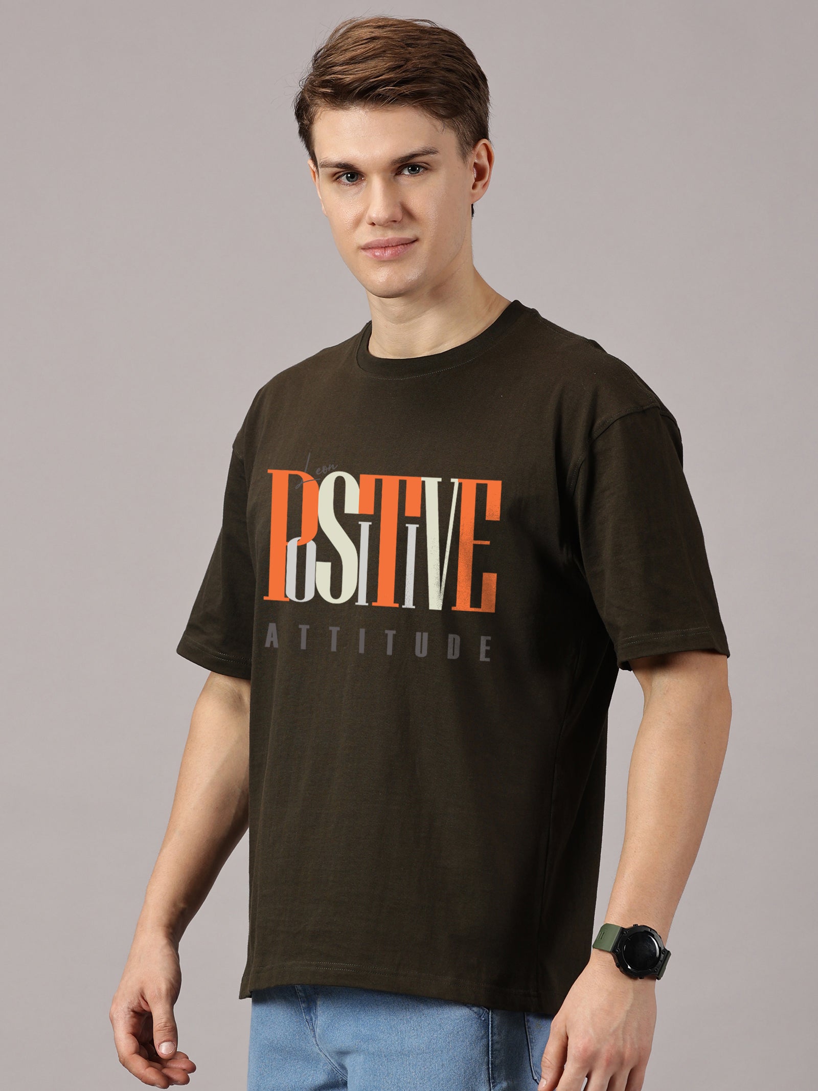 Oversized : Positive Attitude Printed T-Shirt