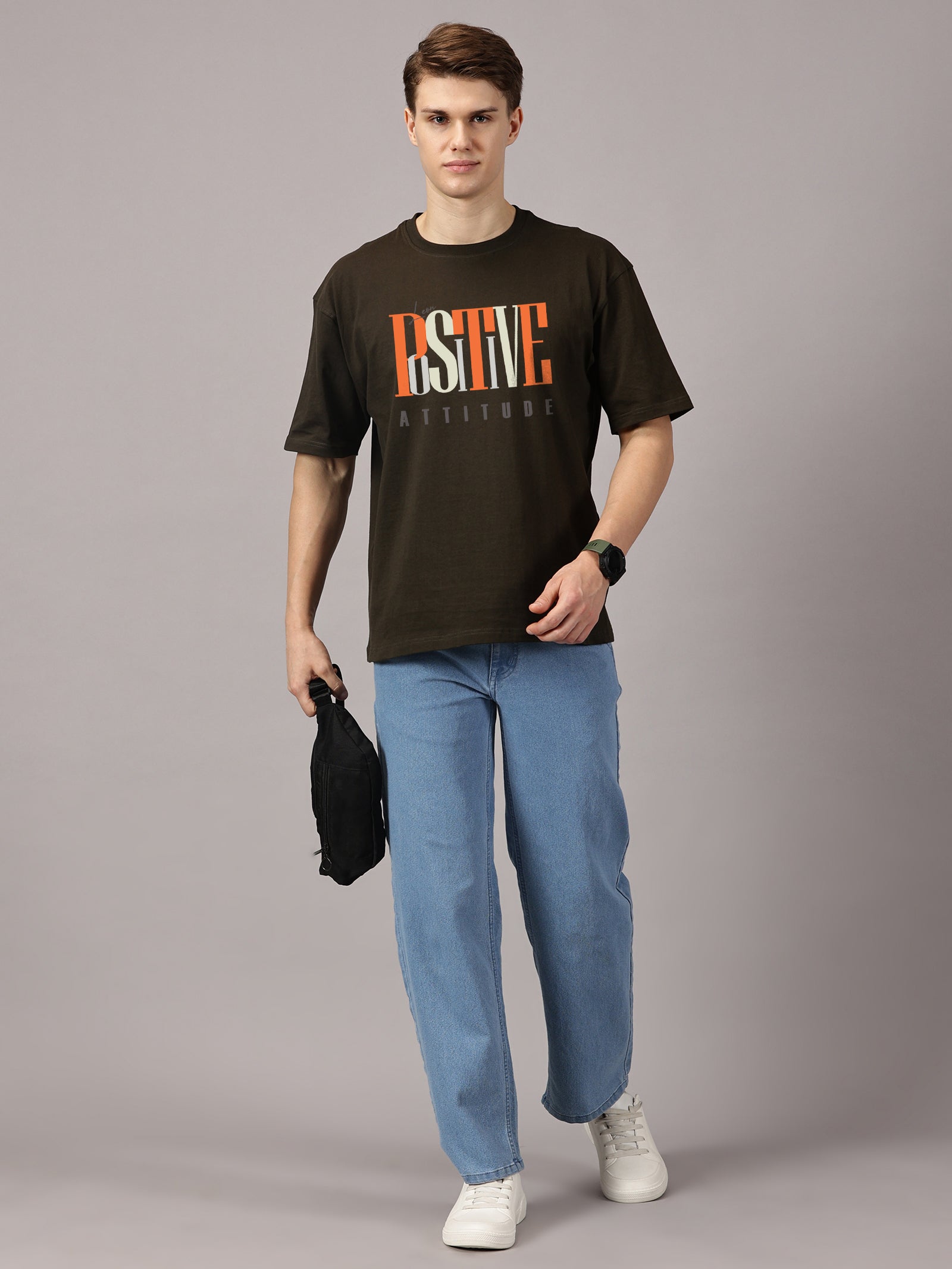 Oversized : Positive Attitude Printed T-Shirt