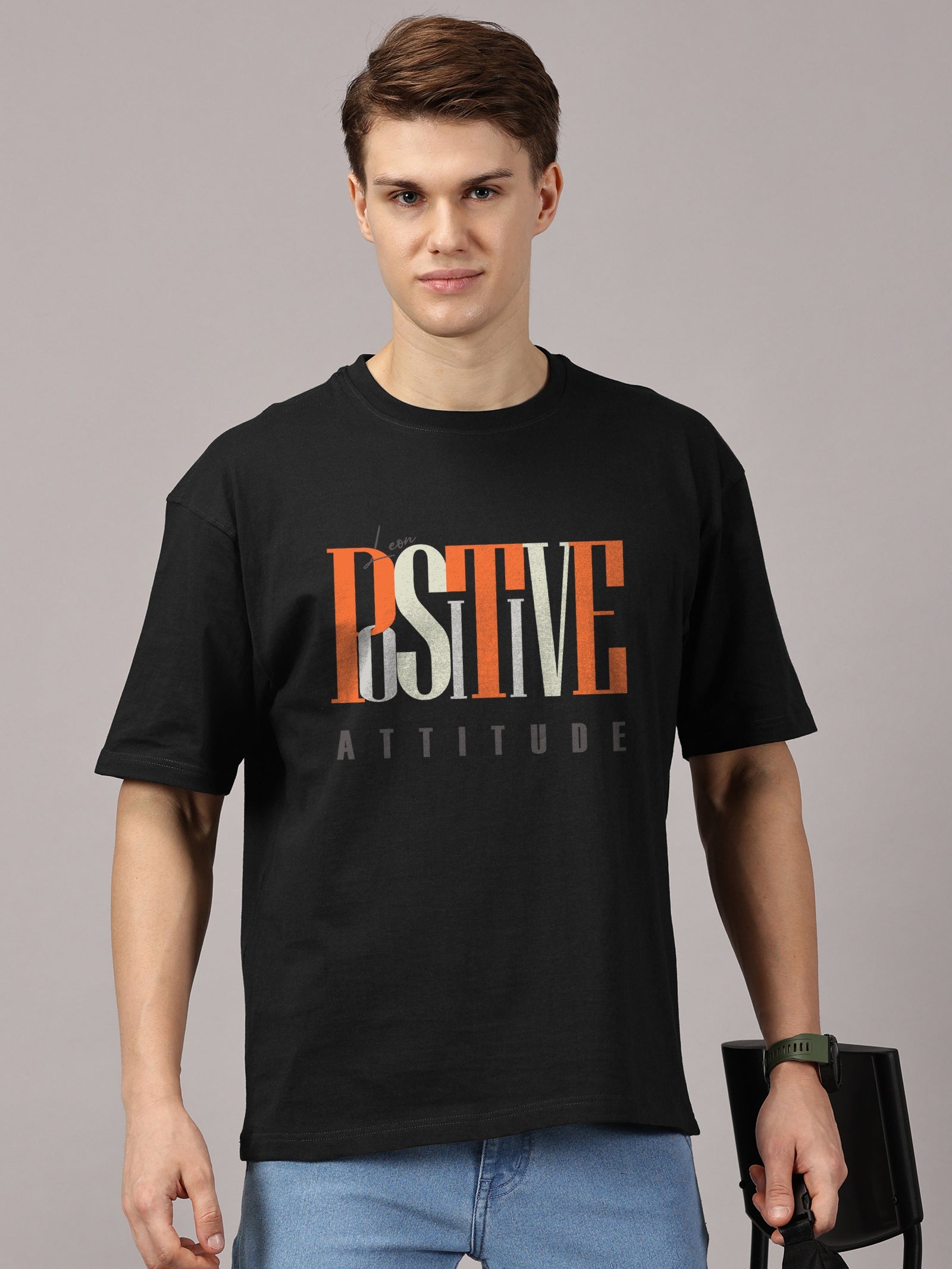 Oversized : Positive Attitude Printed T-Shirt