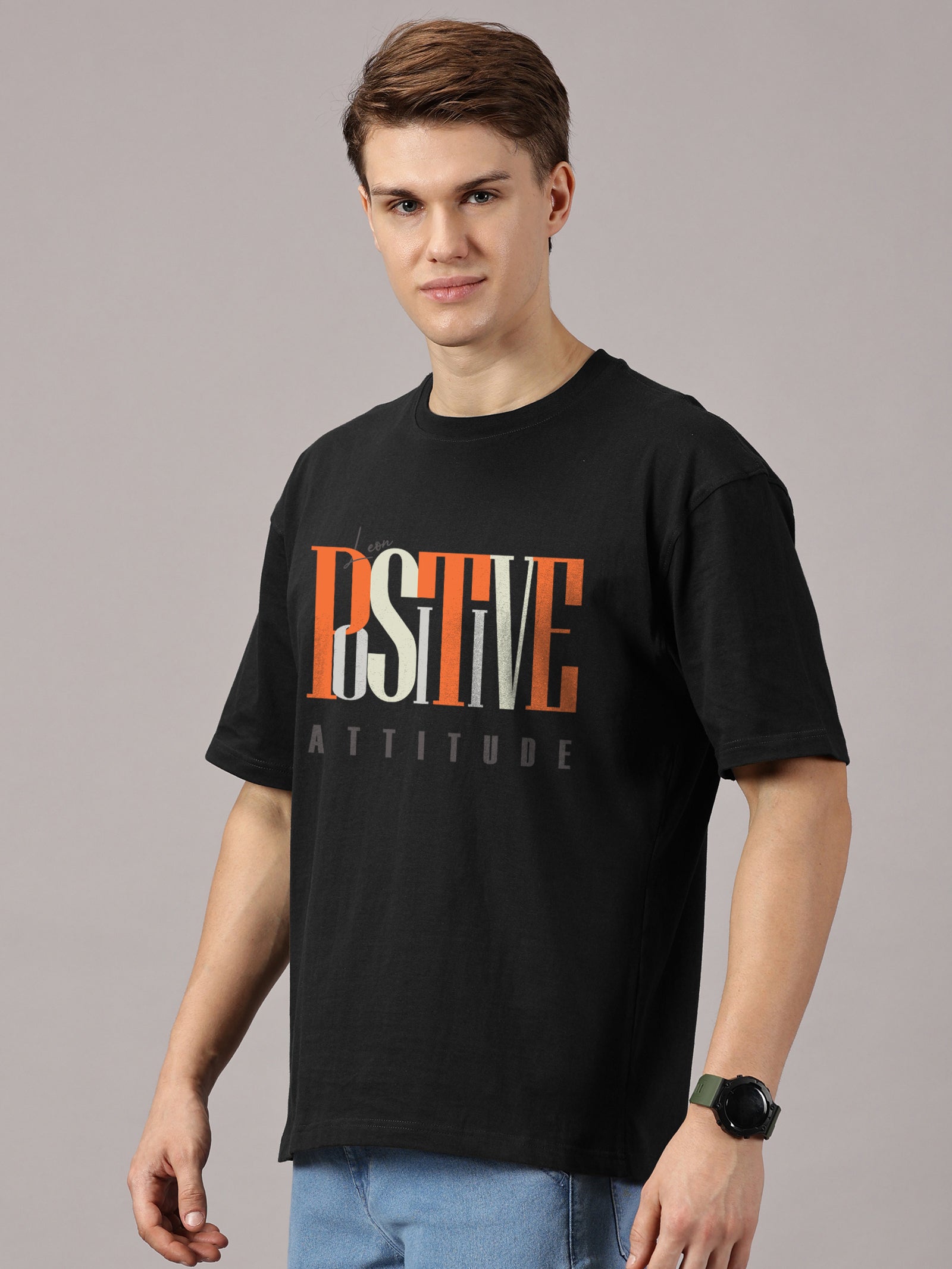 Oversized : Positive Attitude Printed T-Shirt