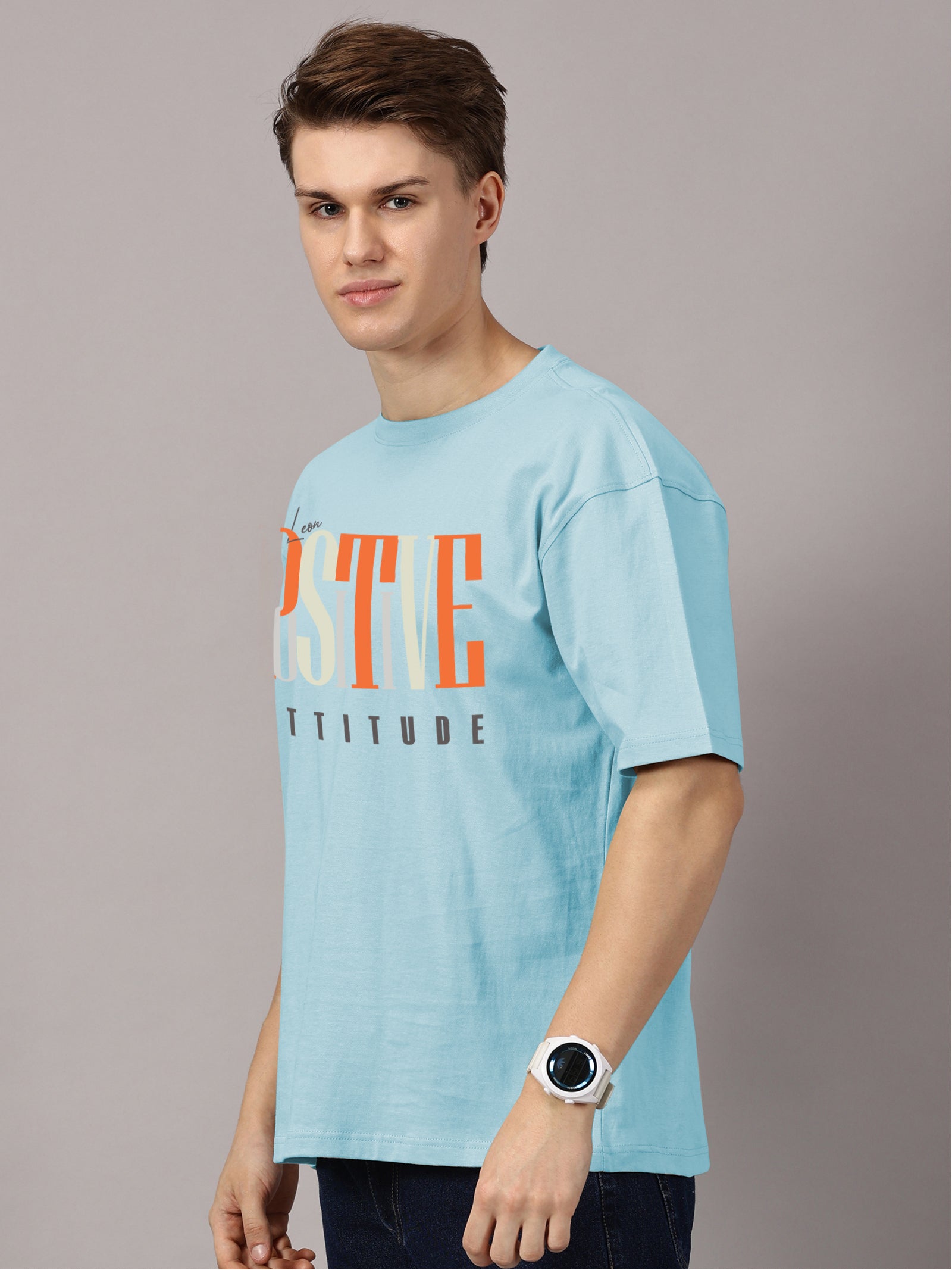 Oversized : Positive Attitude Printed T-Shirt