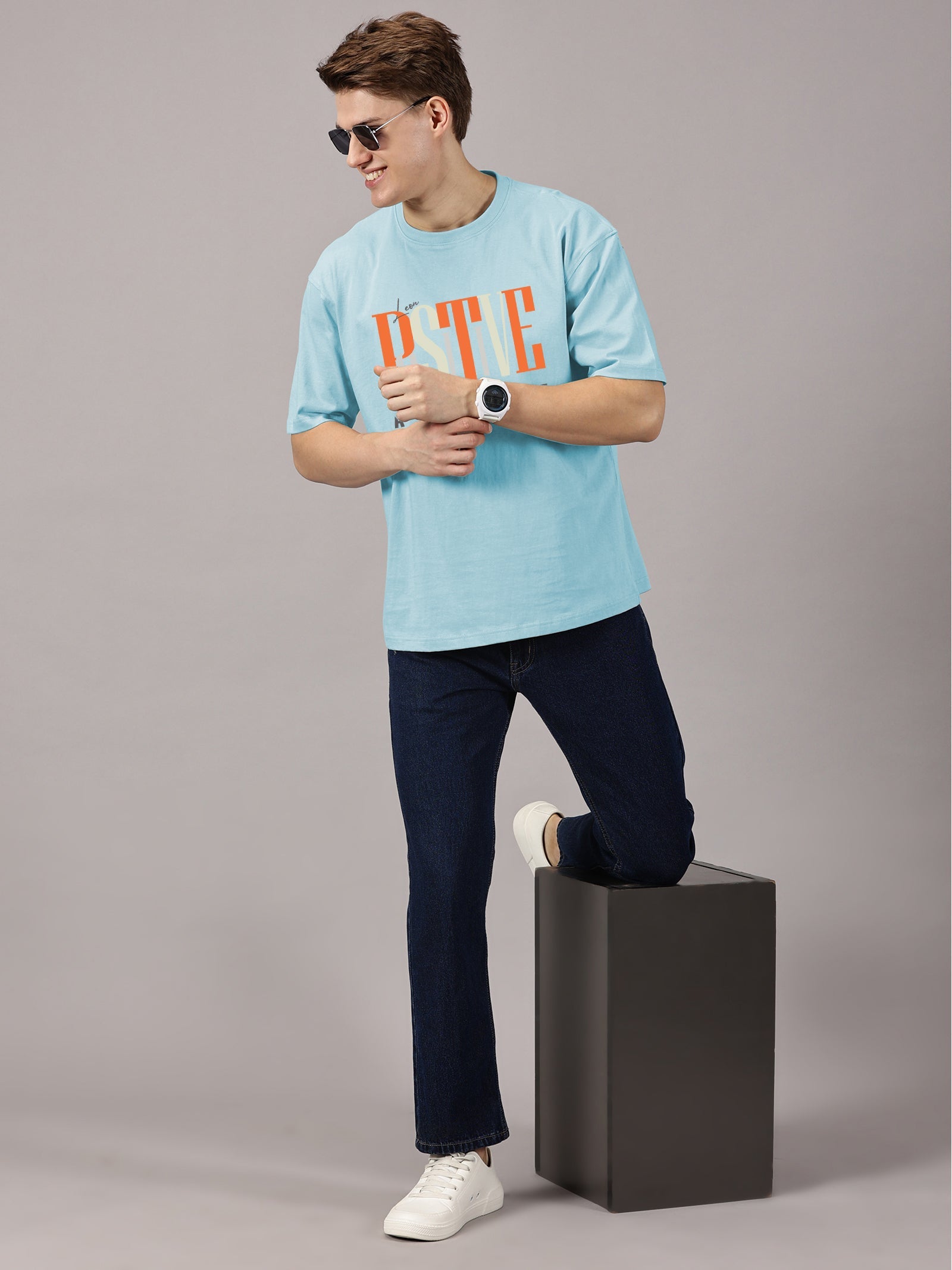 Oversized : Positive Attitude Printed T-Shirt