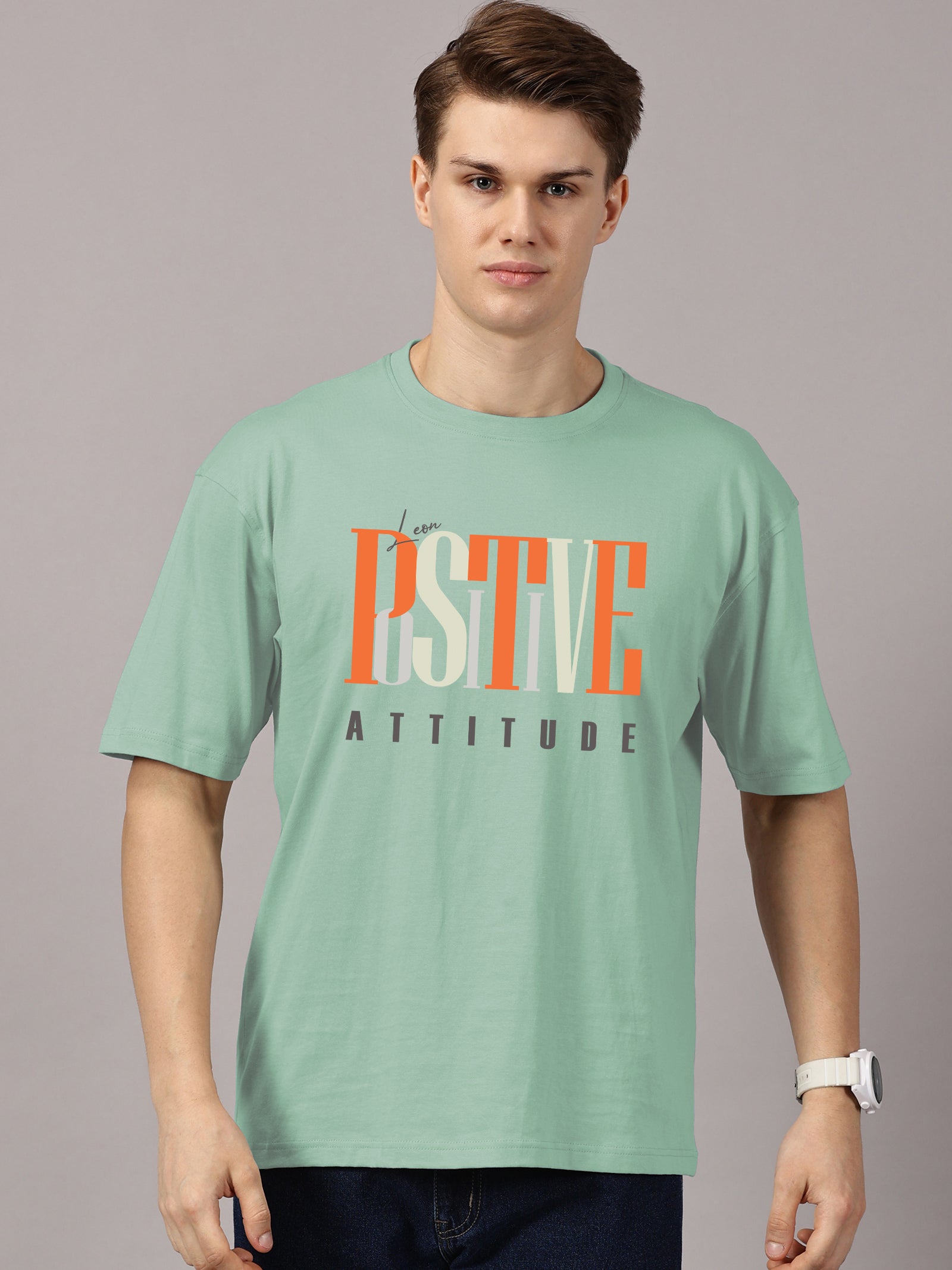 Oversized : Positive Attitude Printed T-Shirt