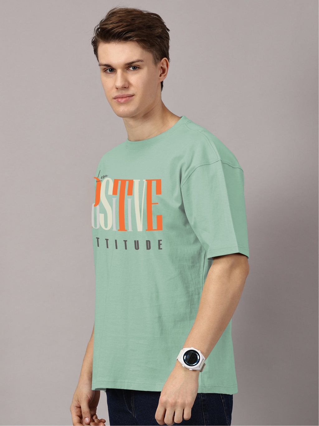Oversized : Positive Attitude Printed T-Shirt