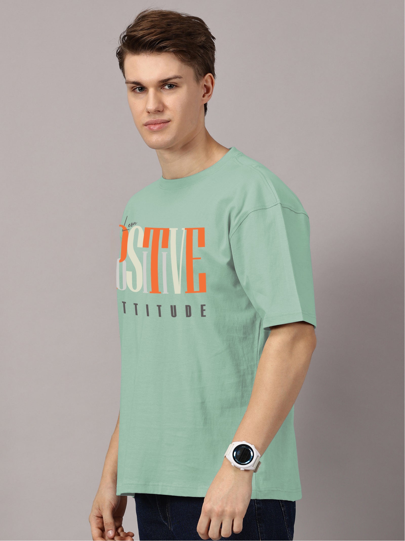 Oversized : Positive Attitude Printed T-Shirt