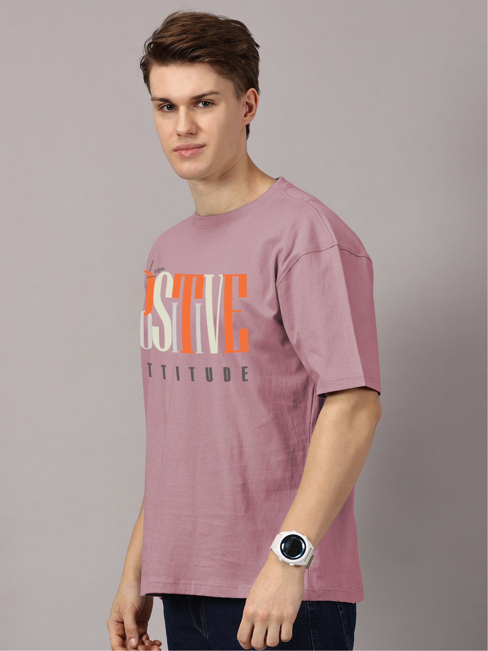 Oversized : Positive Attitude Printed T-Shirt