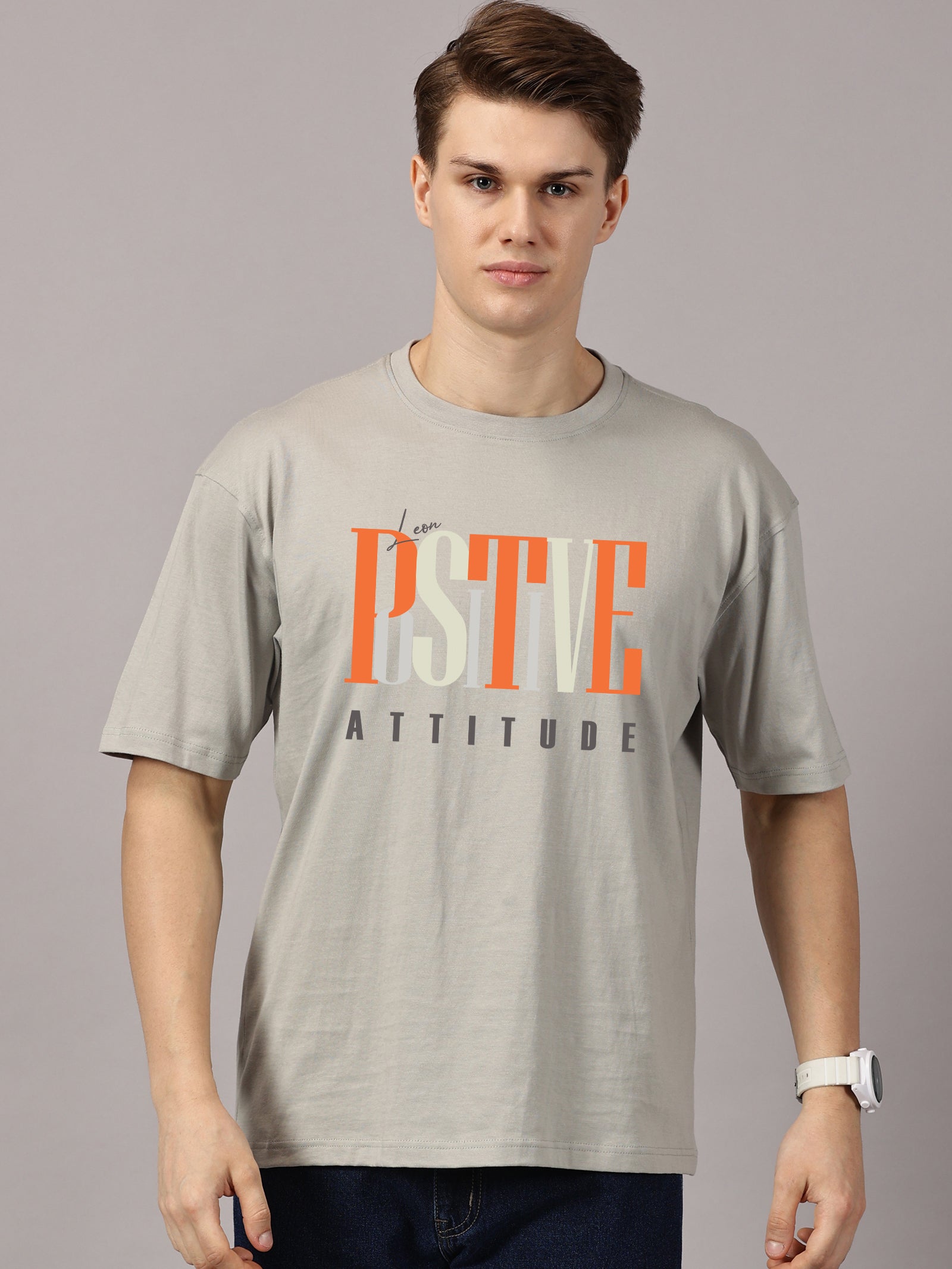 Oversized : Positive Attitude Printed T-Shirt