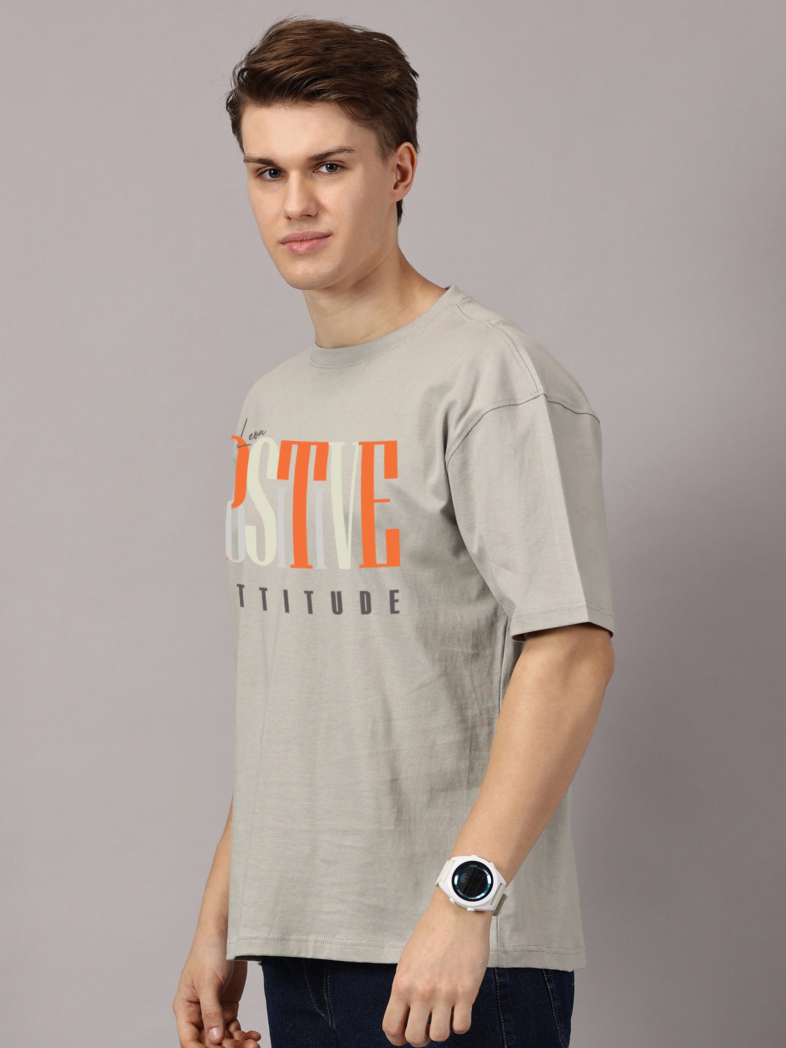 Oversized : Positive Attitude Printed T-Shirt