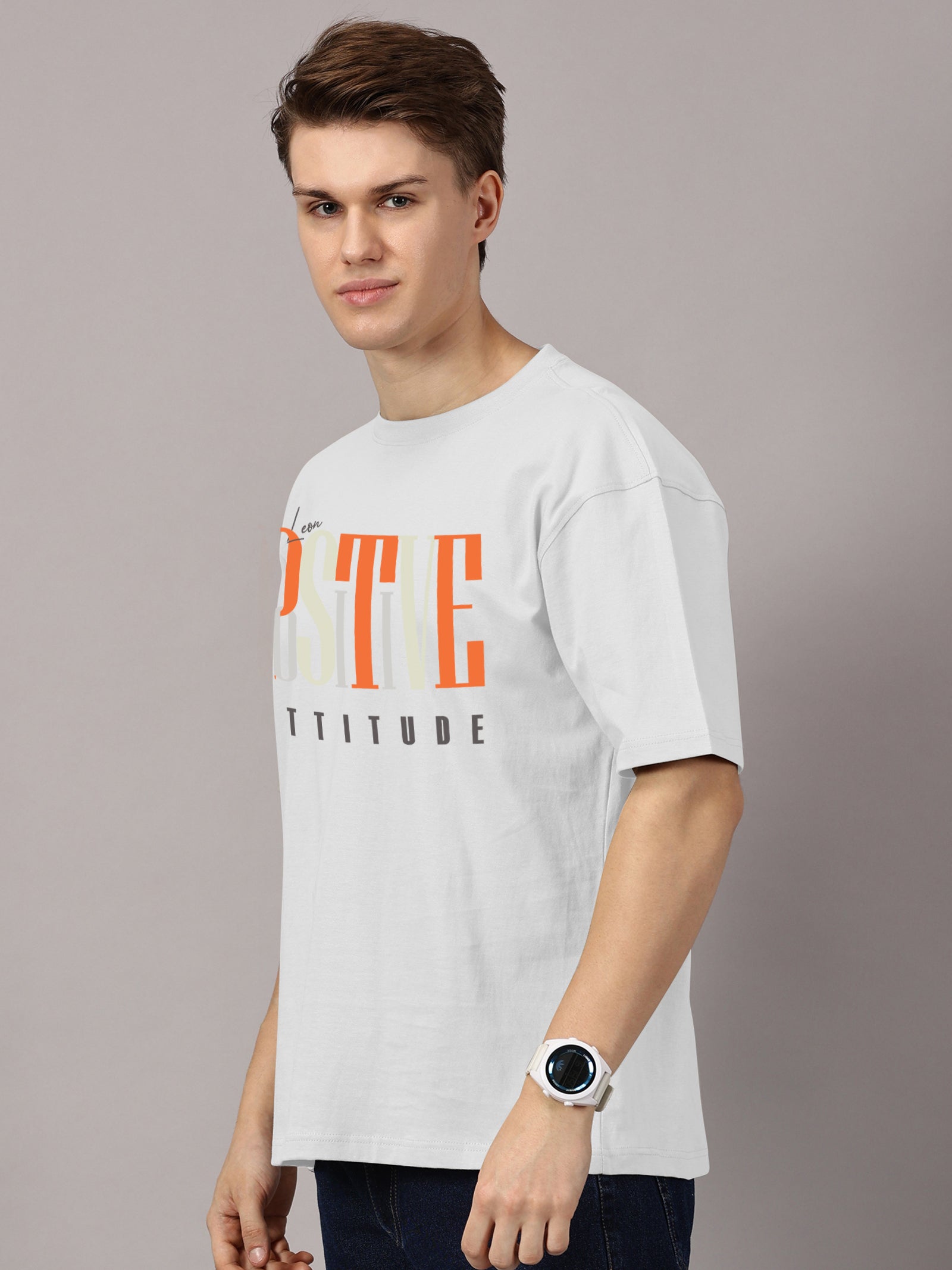 Oversized : Positive Attitude Printed T-Shirt