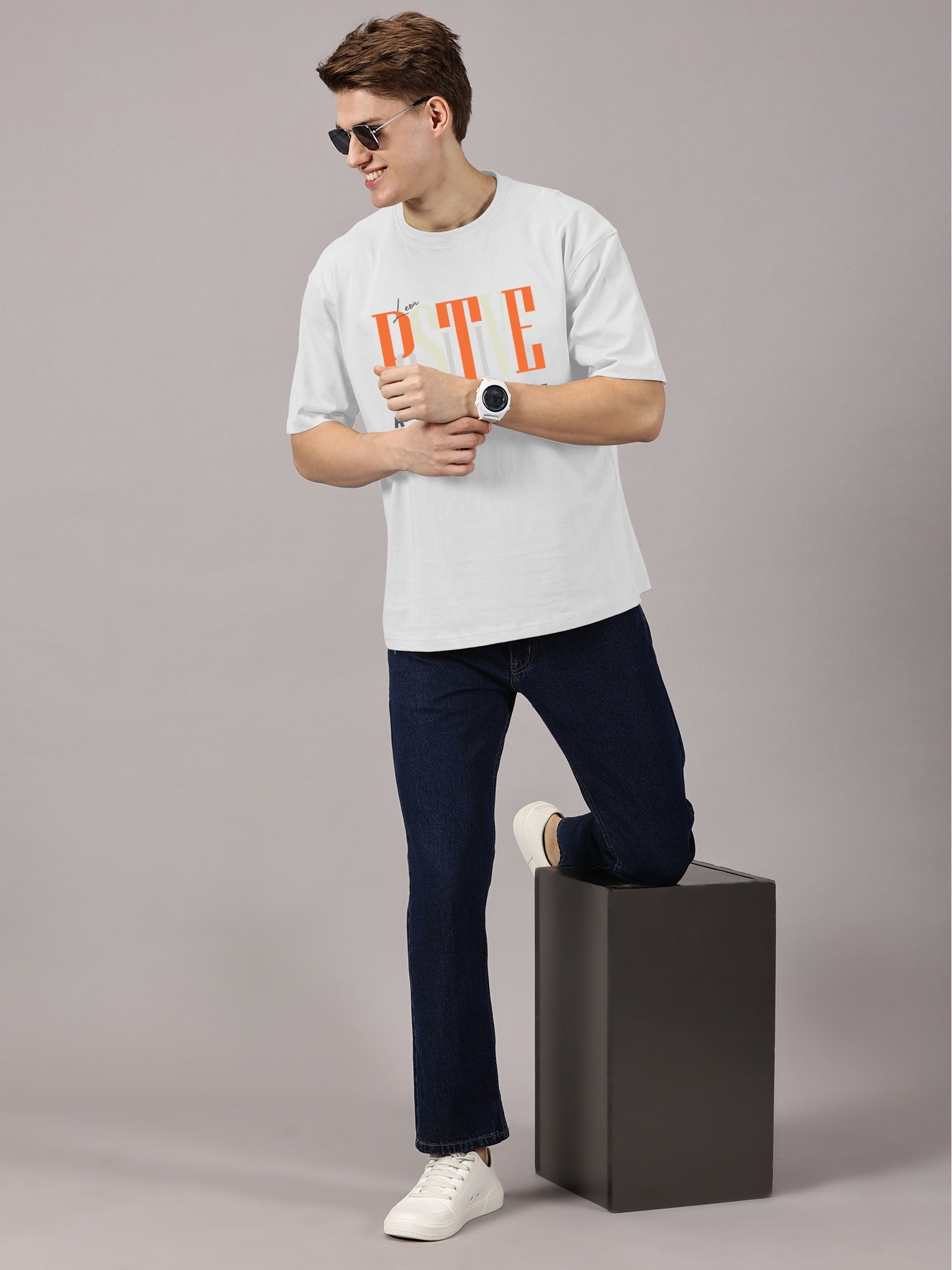 Oversized : Positive Attitude Printed T-Shirt