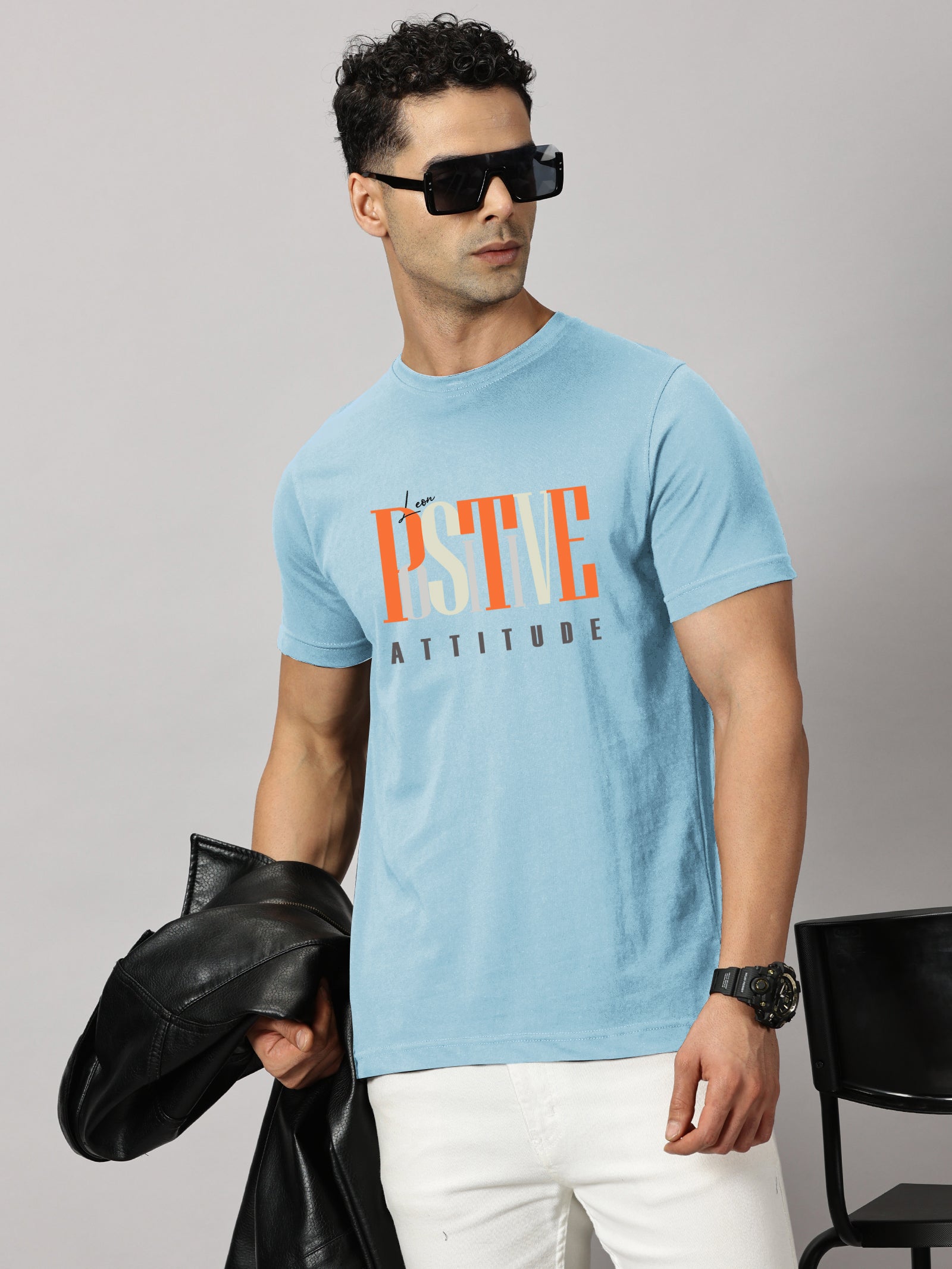 Basics : Positive Attitude Printed T-Shirt