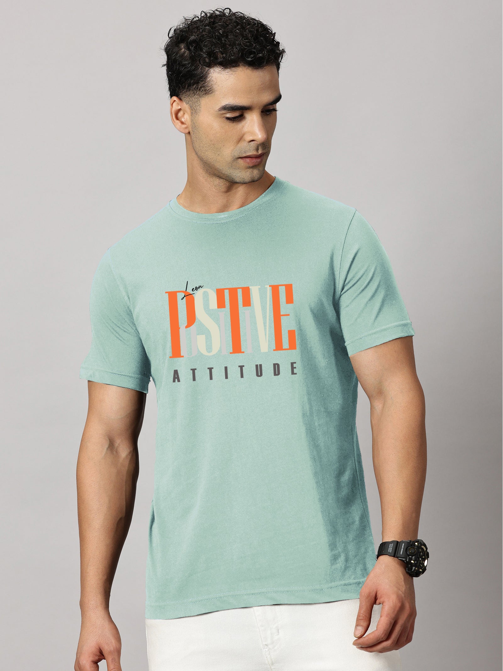 Basics : Positive Attitude Printed T-Shirt