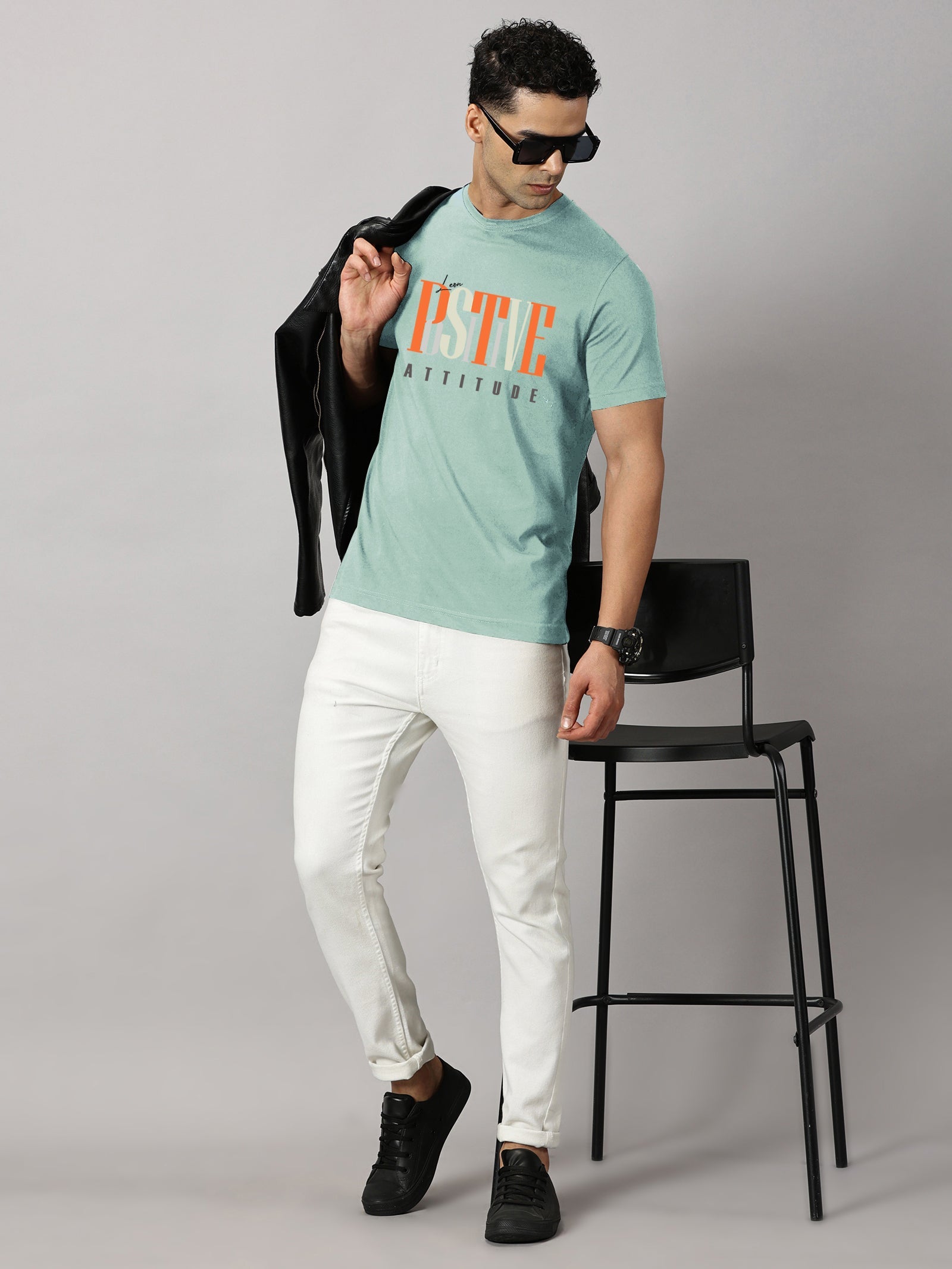 Basics : Positive Attitude Printed T-Shirt