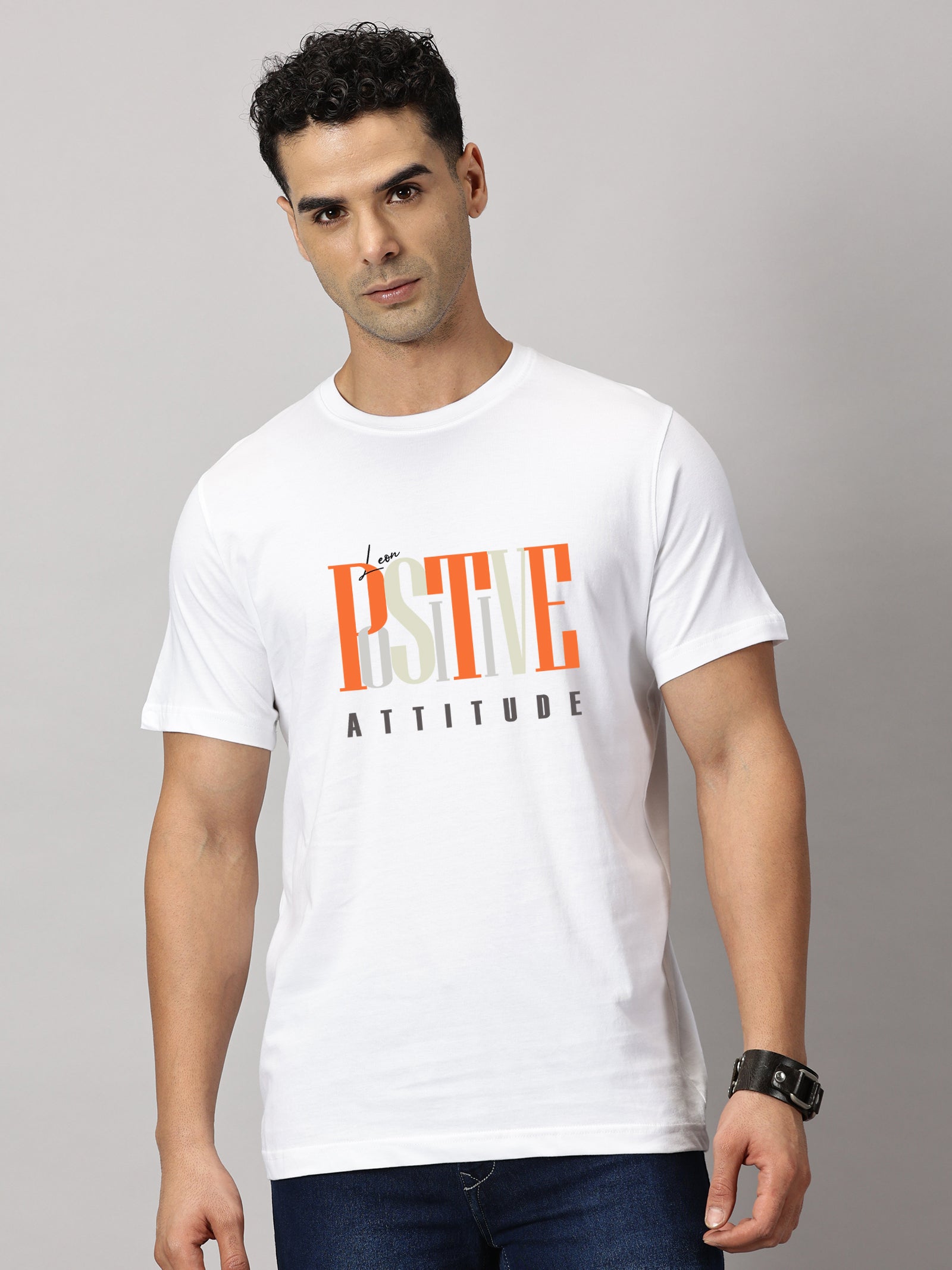 Basics : Positive Attitude Printed T-Shirt