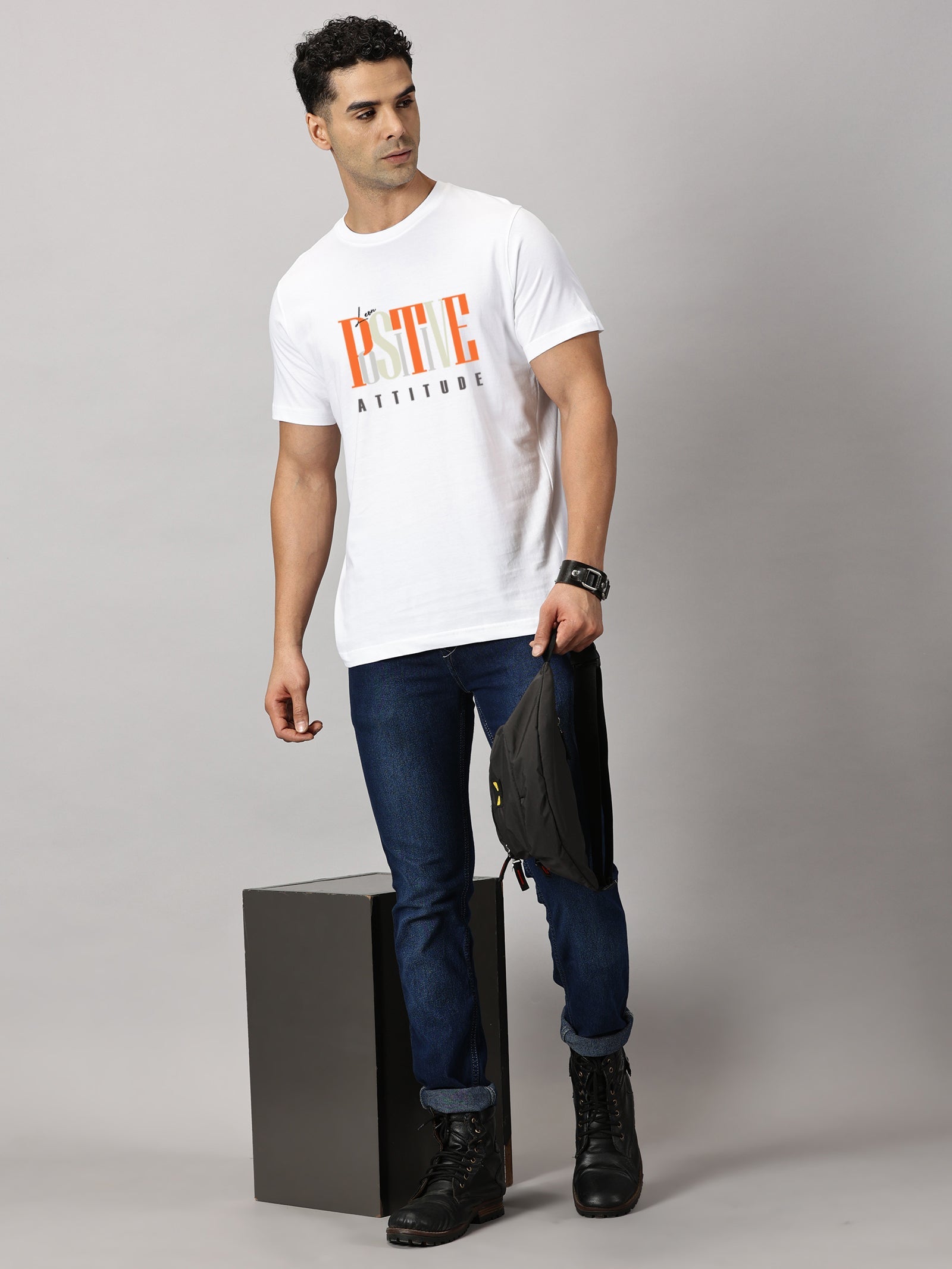 Basics : Positive Attitude Printed T-Shirt