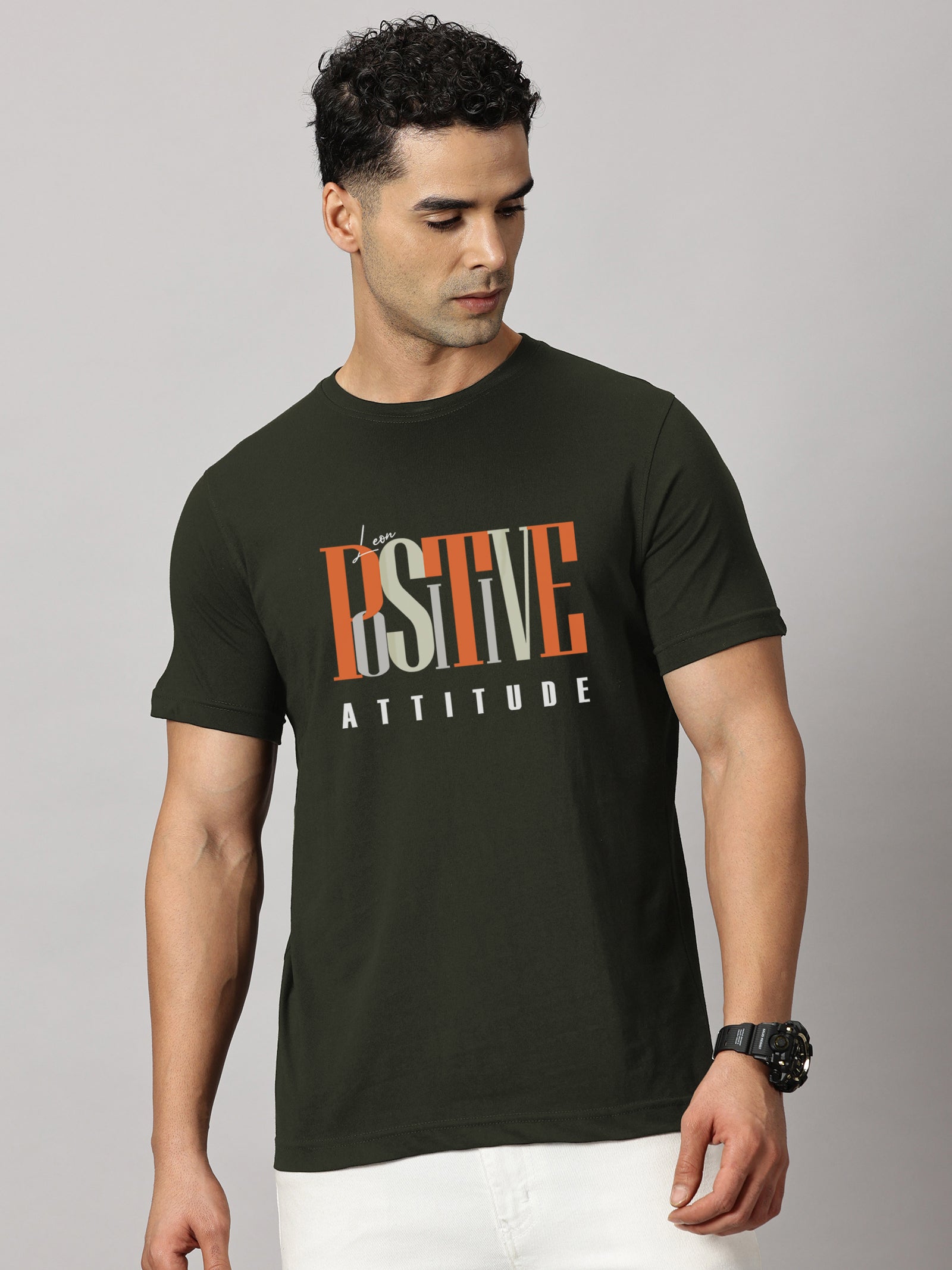 Basics : Positive Attitude Printed T-Shirt