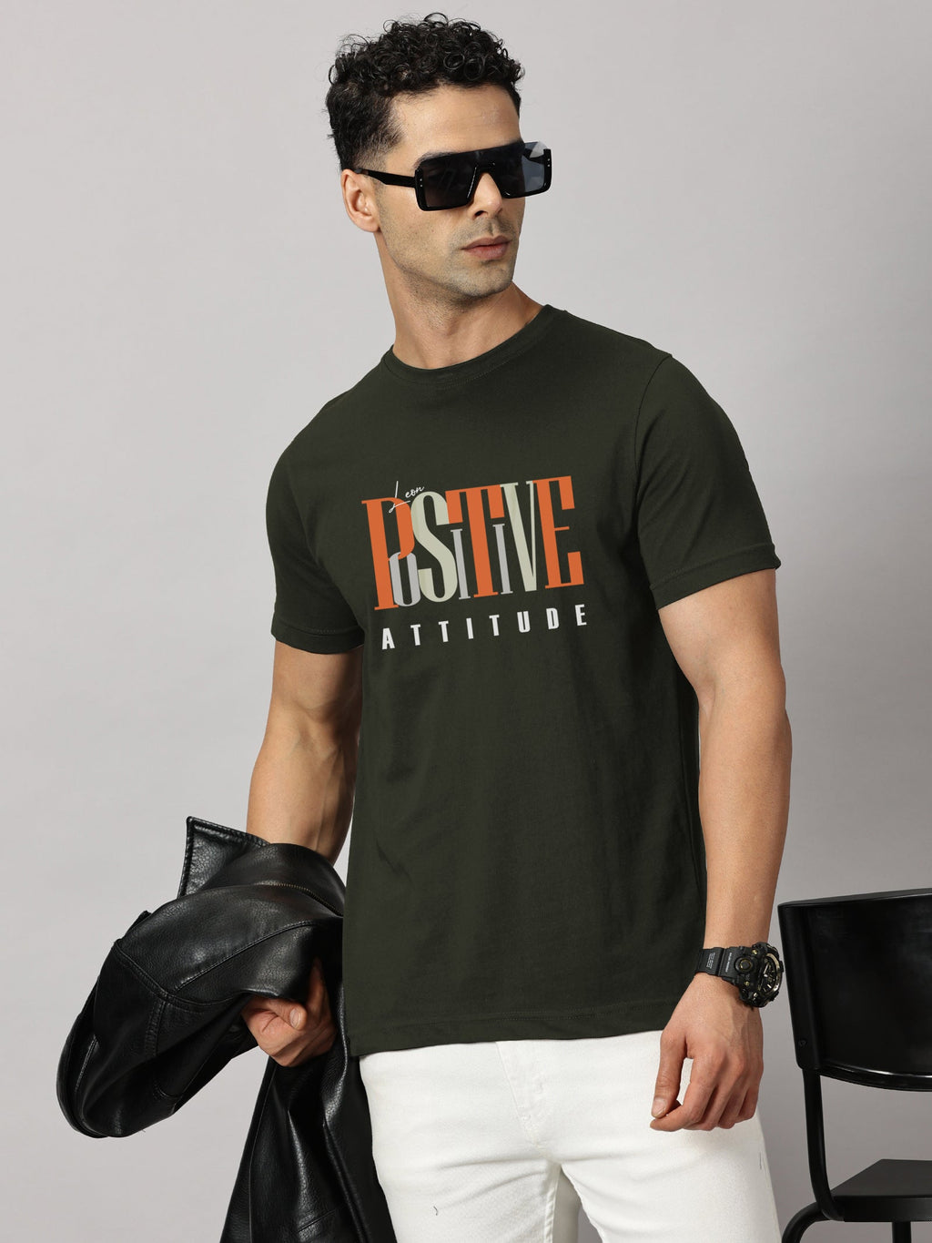Basics : Positive Attitude Printed T-Shirt