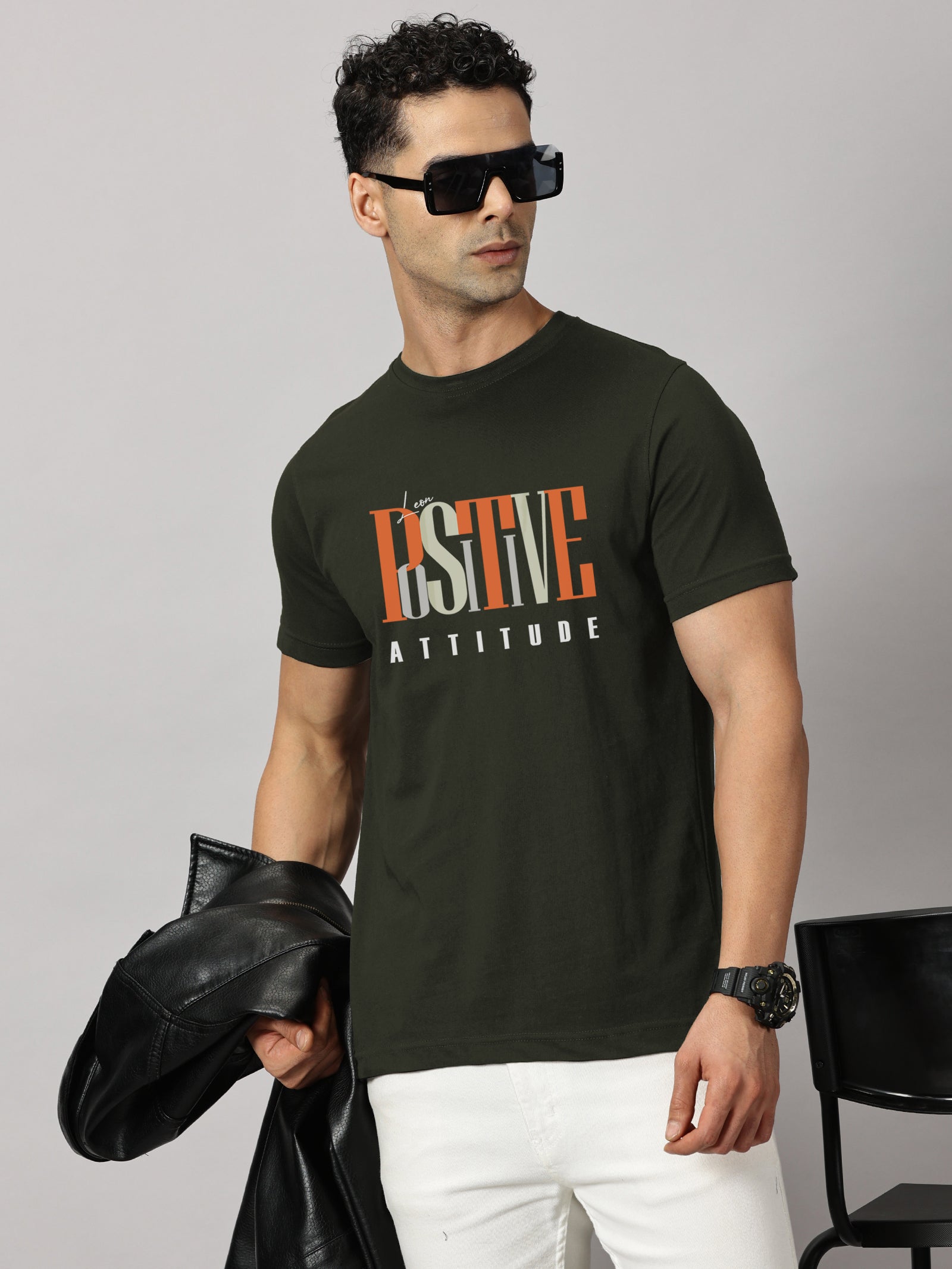 Basics : Positive Attitude Printed T-Shirt