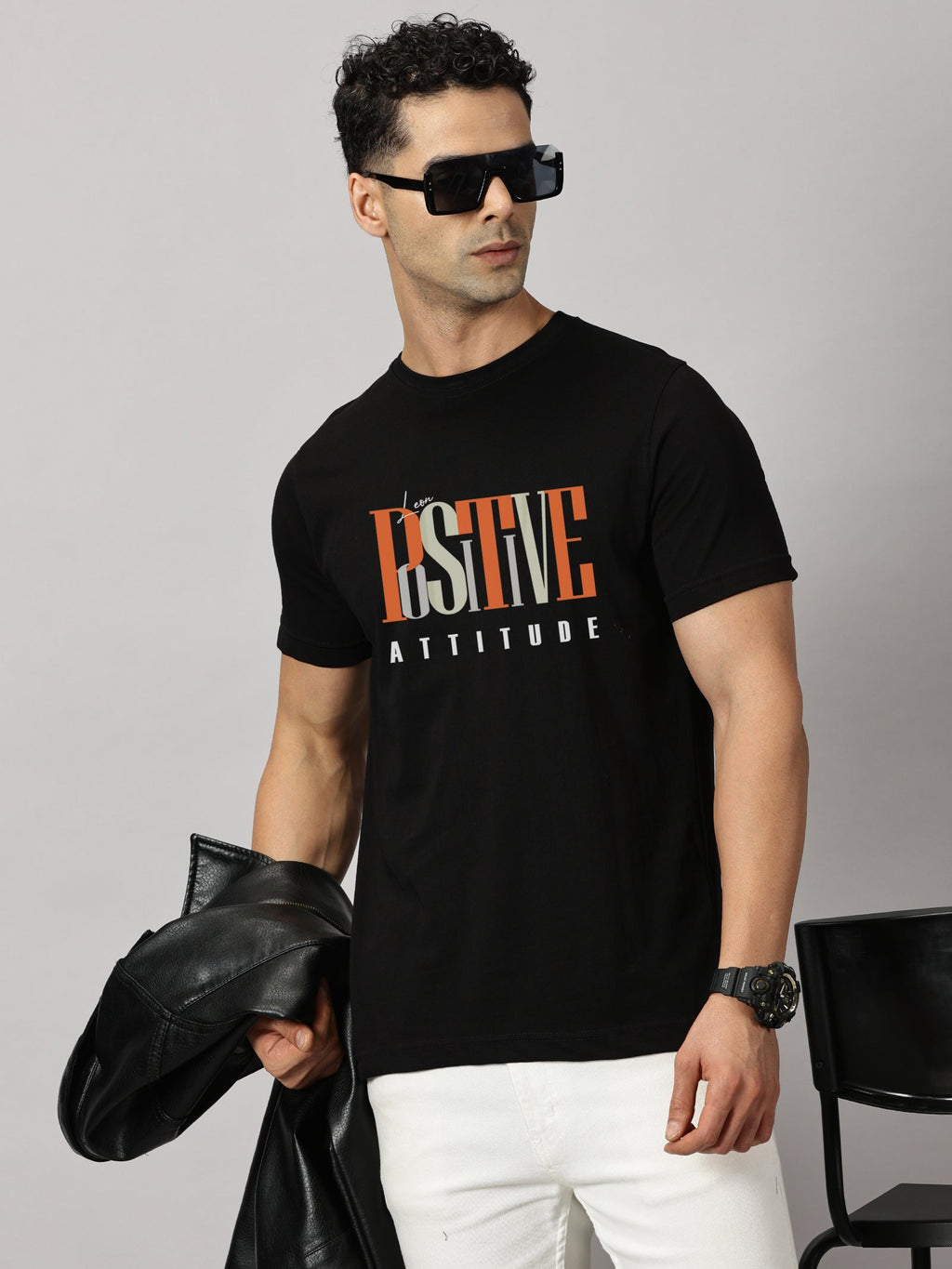 Basics : Positive Attitude Printed T-Shirt