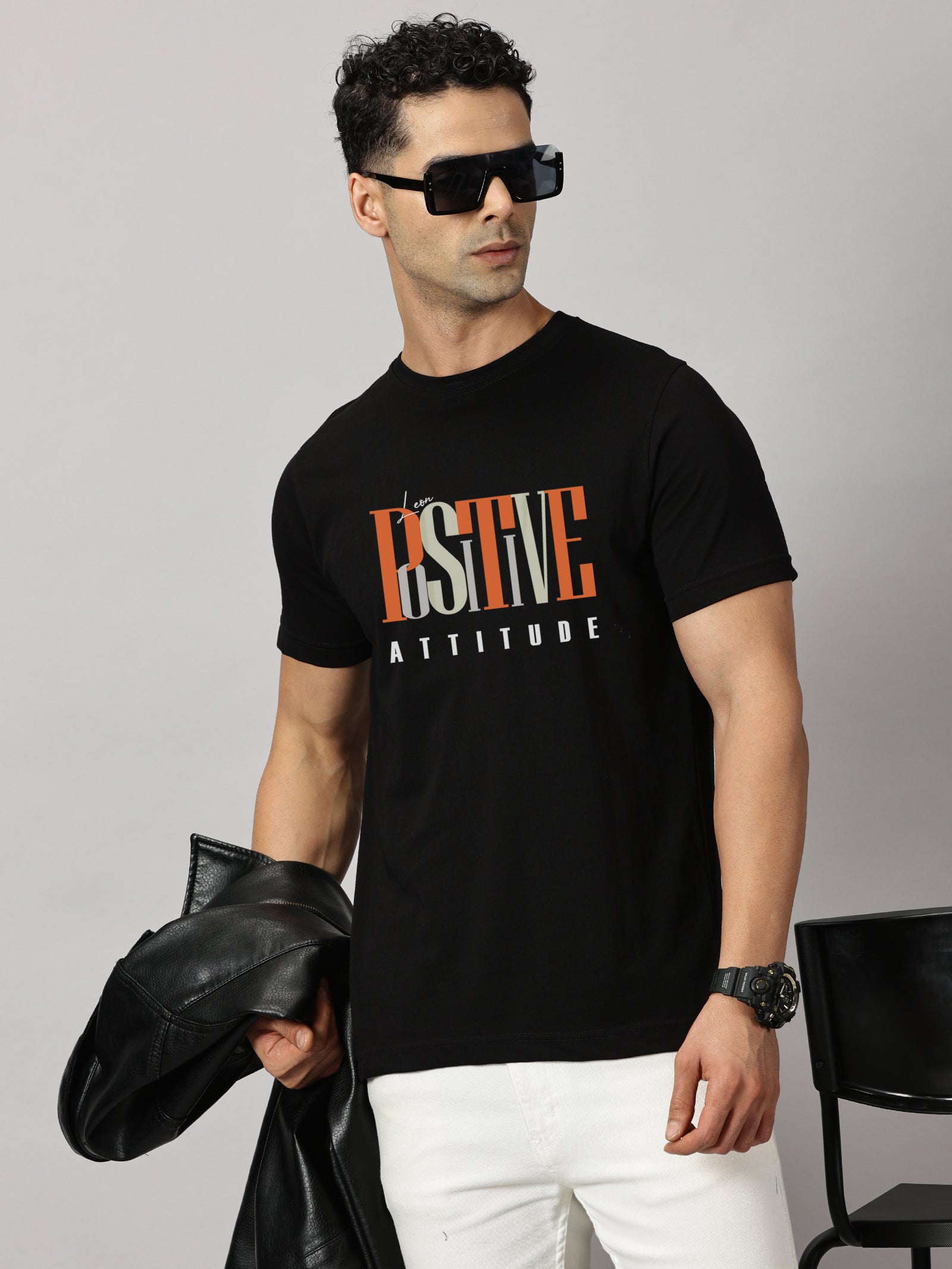 Basics : Positive Attitude Printed T-Shirt