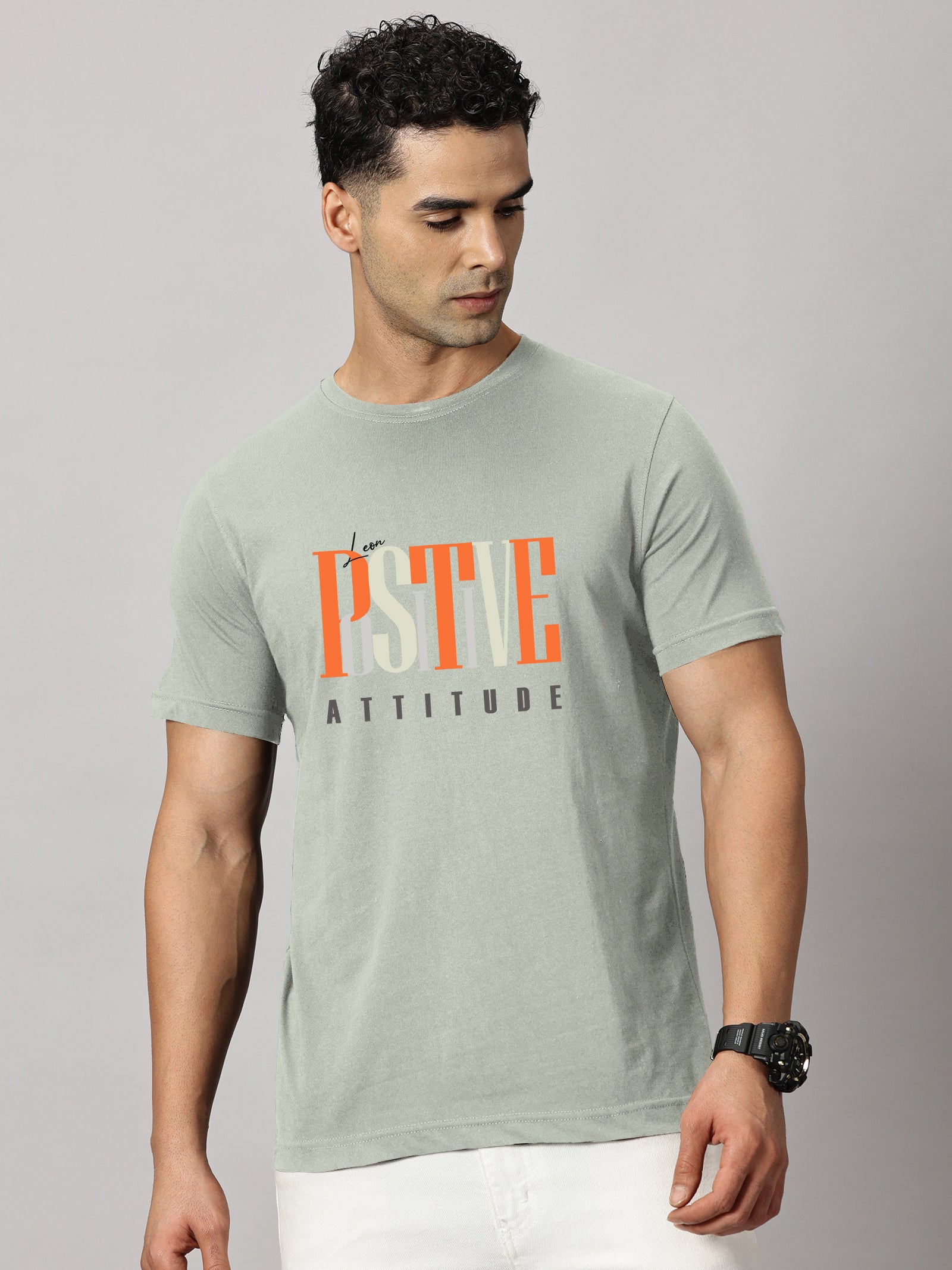 Basics : Positive Attitude Printed T-Shirt
