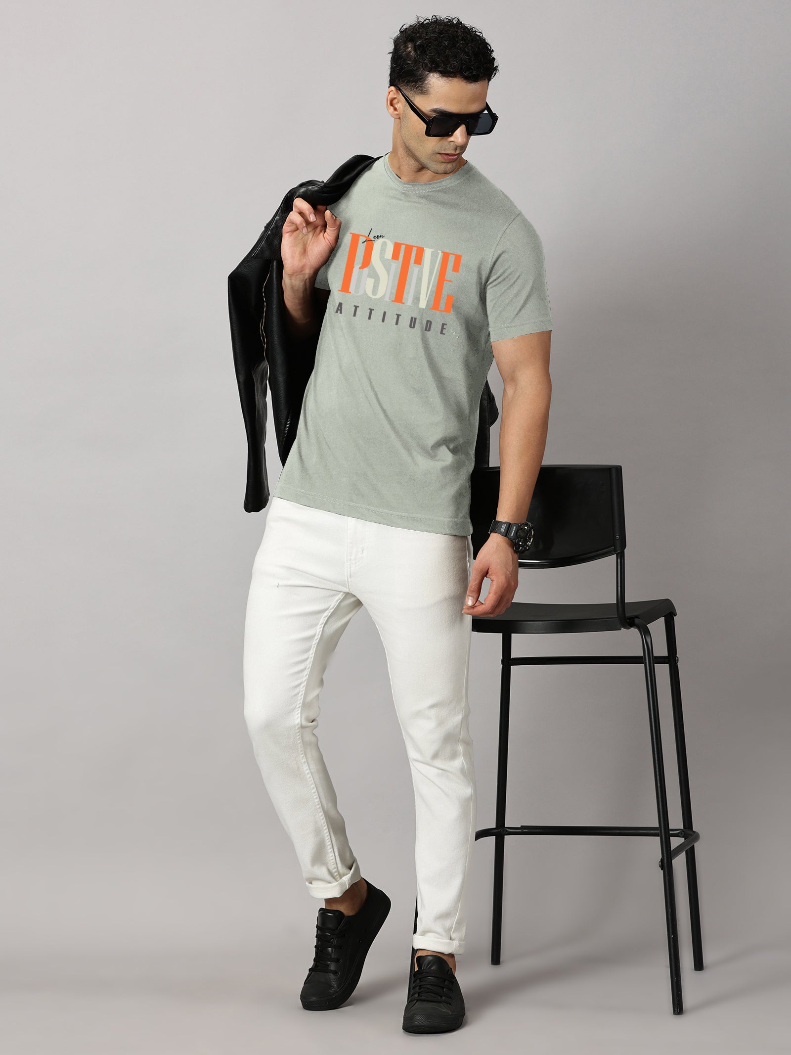 Basics : Positive Attitude Printed T-Shirt