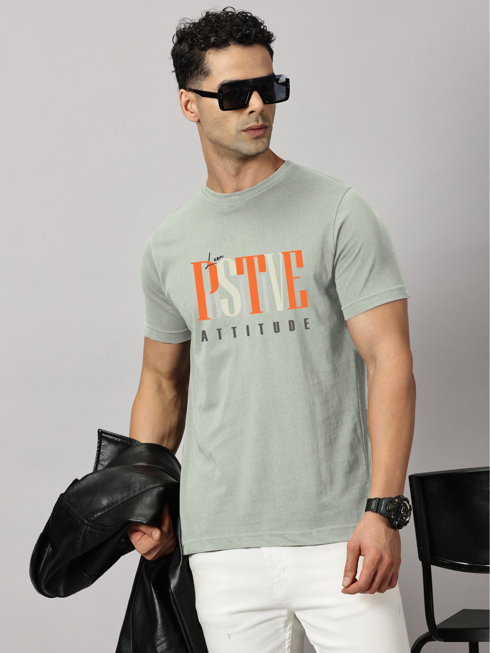 Basics : Positive Attitude Printed T-Shirt