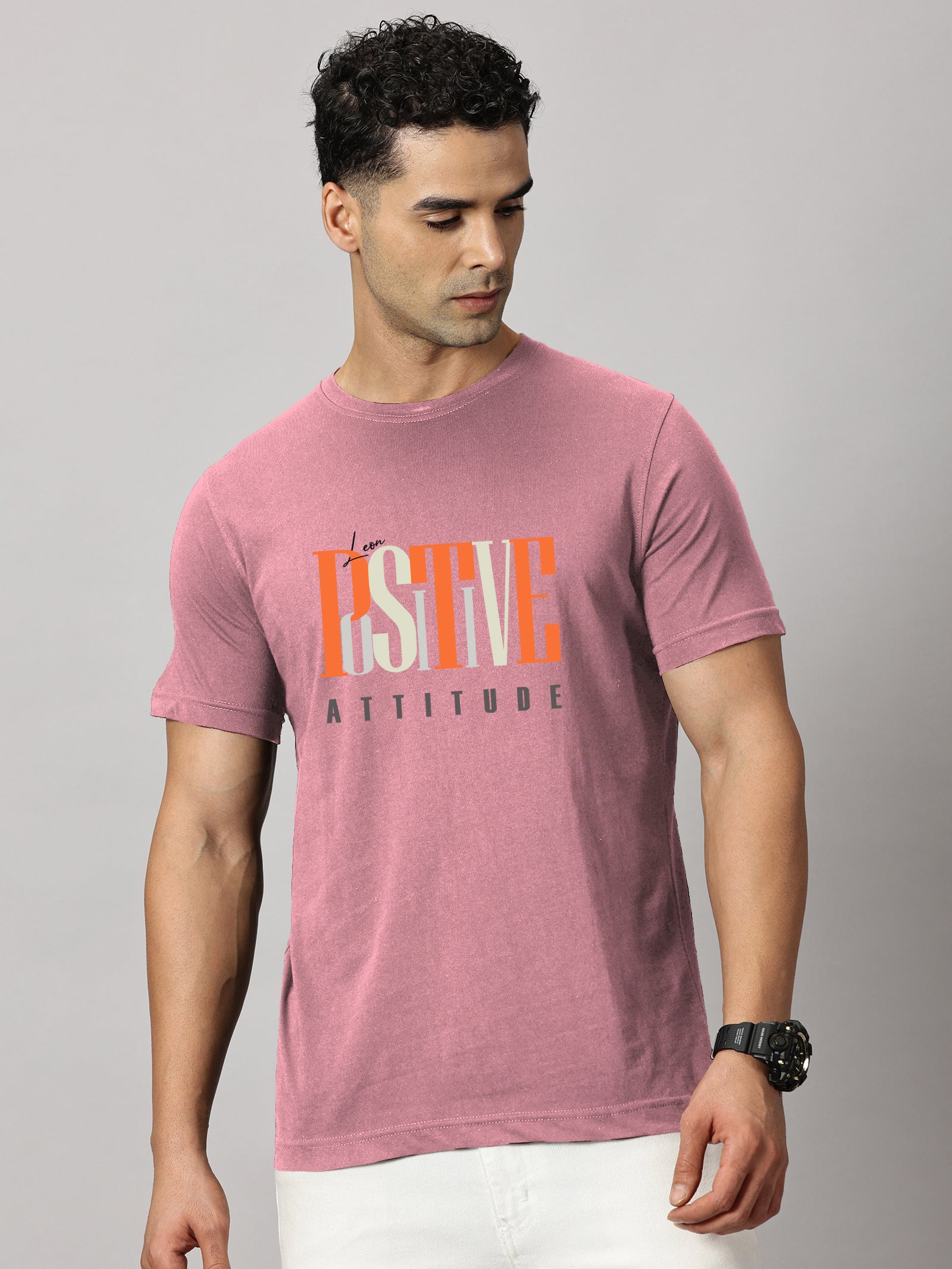 Basics : Positive Attitude Printed T-Shirt