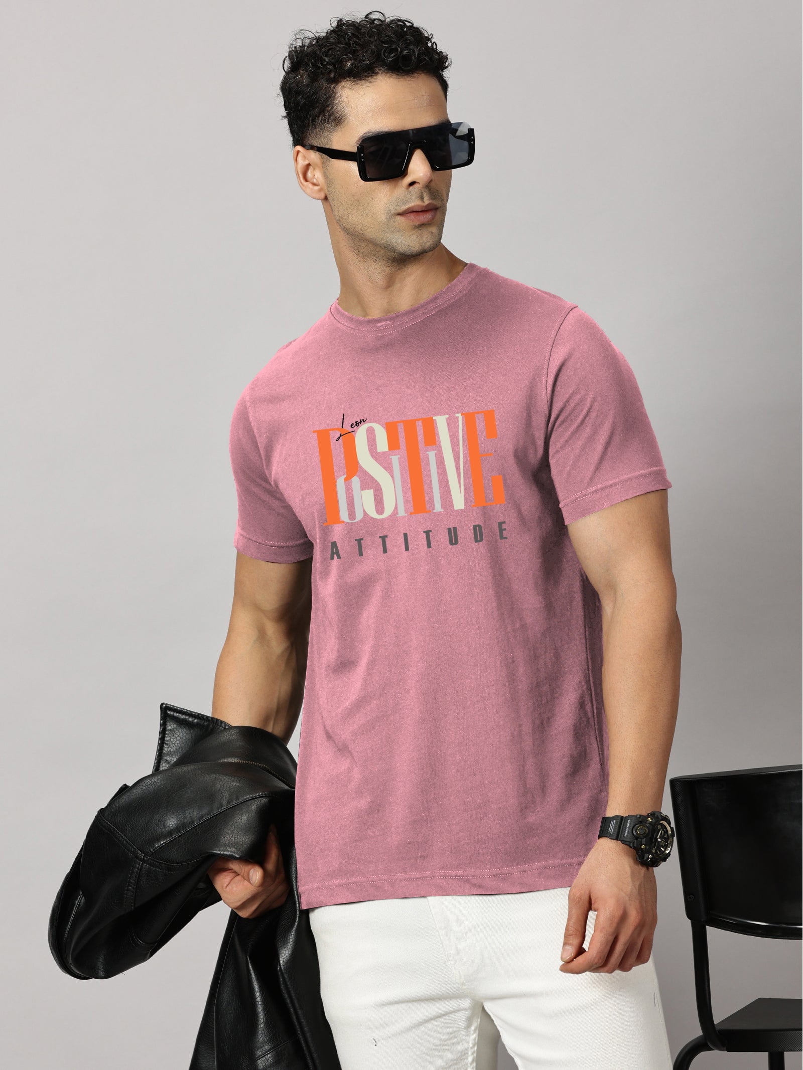 Basics : Positive Attitude Printed T-Shirt