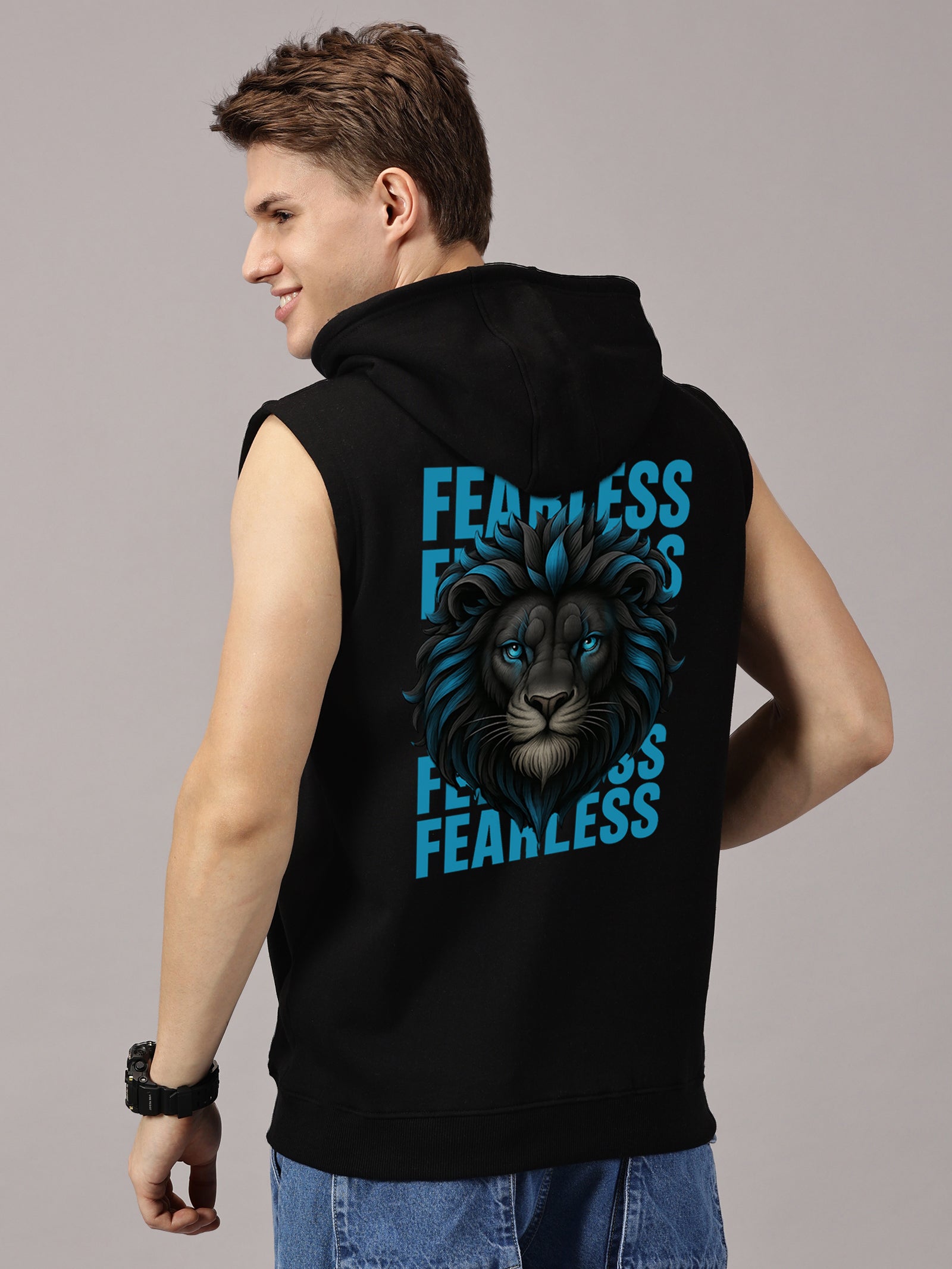 Sweatshirt ::Fearless Printed Sleeveless Hoodie