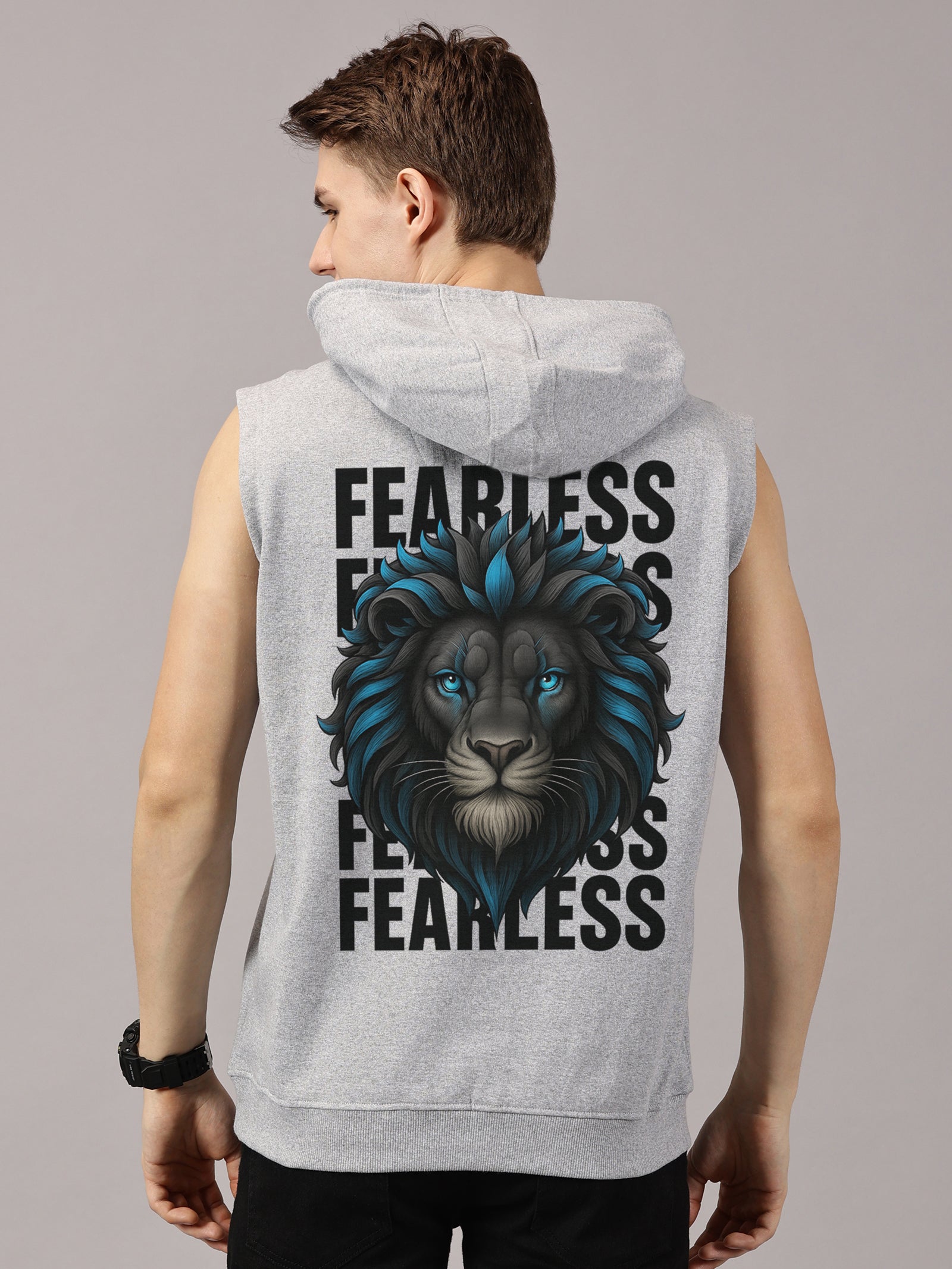 Sweatshirt ::Fearless Printed Sleeveless Hoodie