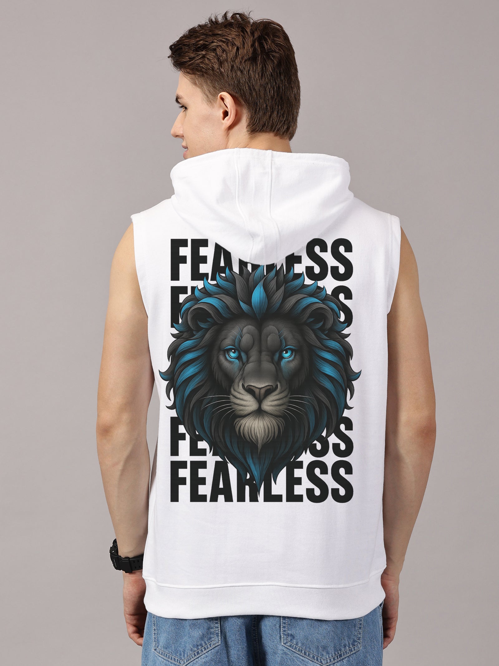 Sweatshirt ::Fearless Printed Sleeveless Hoodie