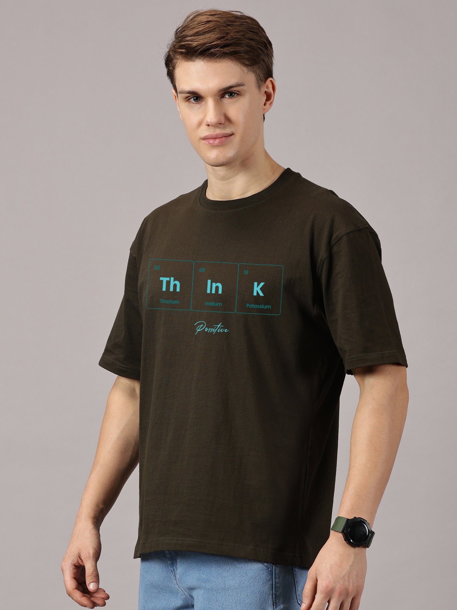 Oversized : Think Positive Printed T-Shirt