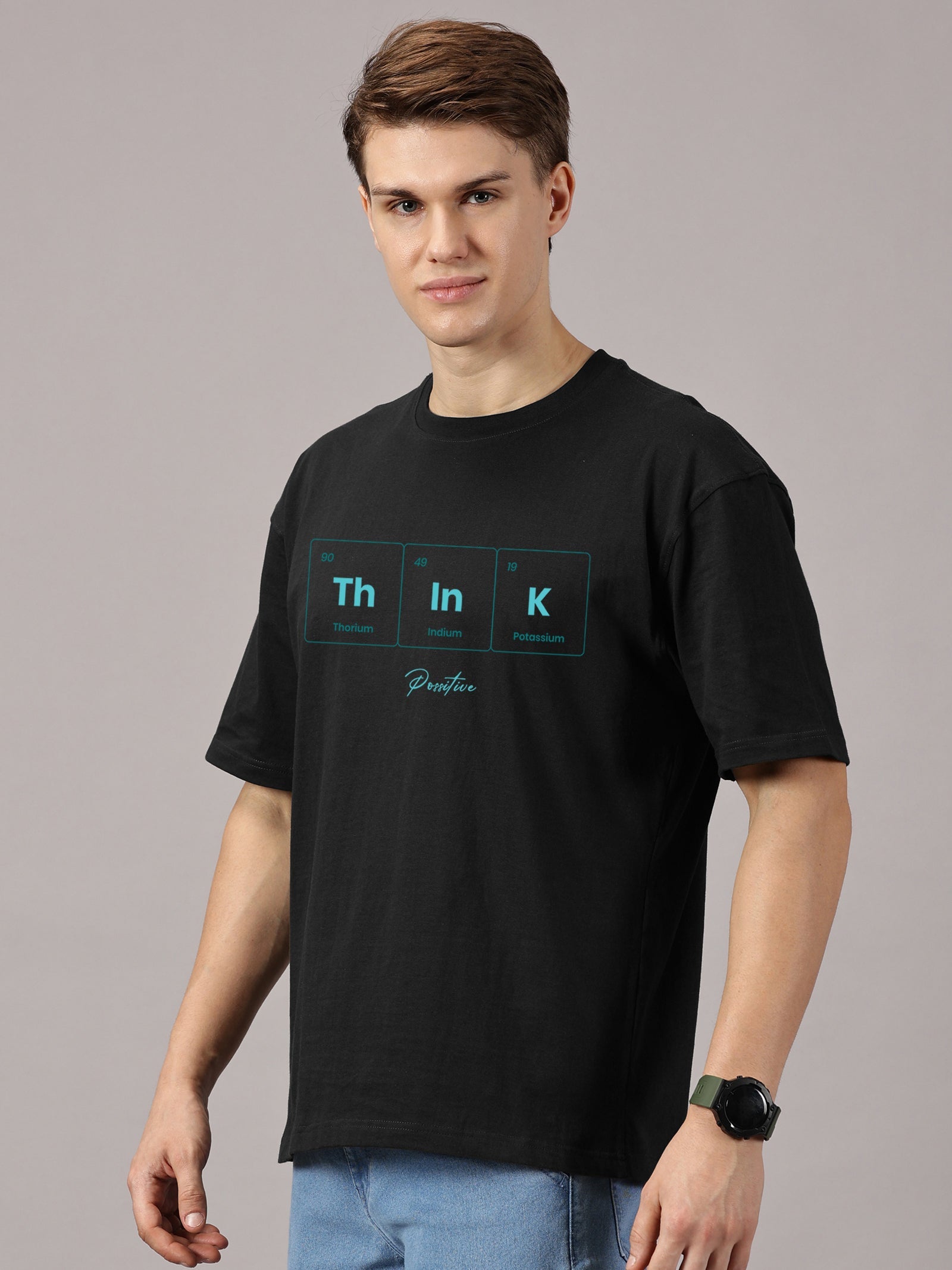 Oversized : Think Positive Printed T-Shirt