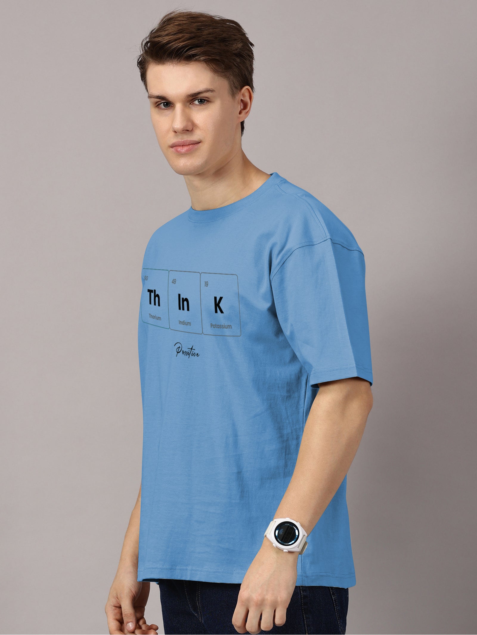 Oversized : Think Positive Printed T-Shirt