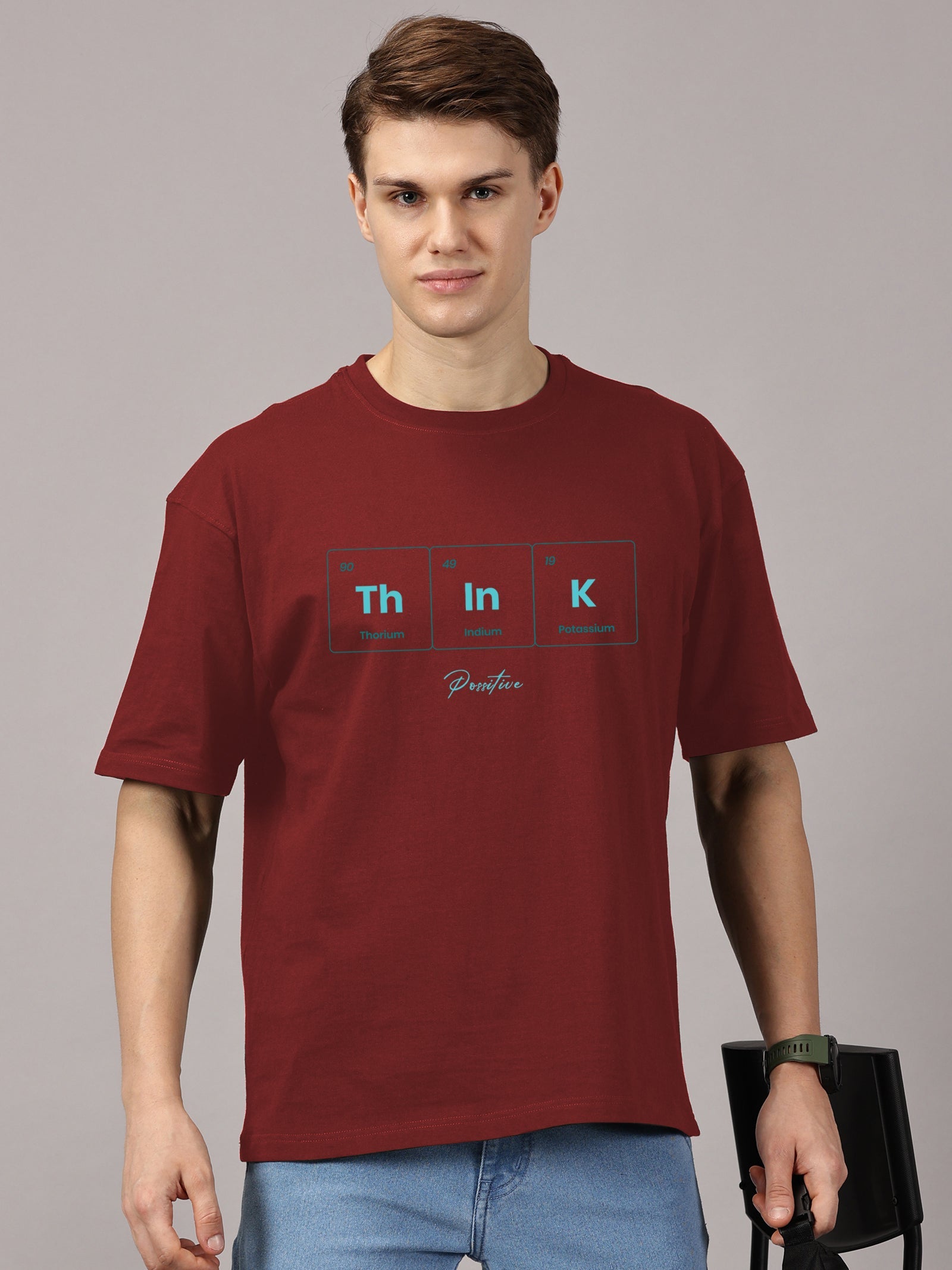 Oversized : Think Positive Printed T-Shirt
