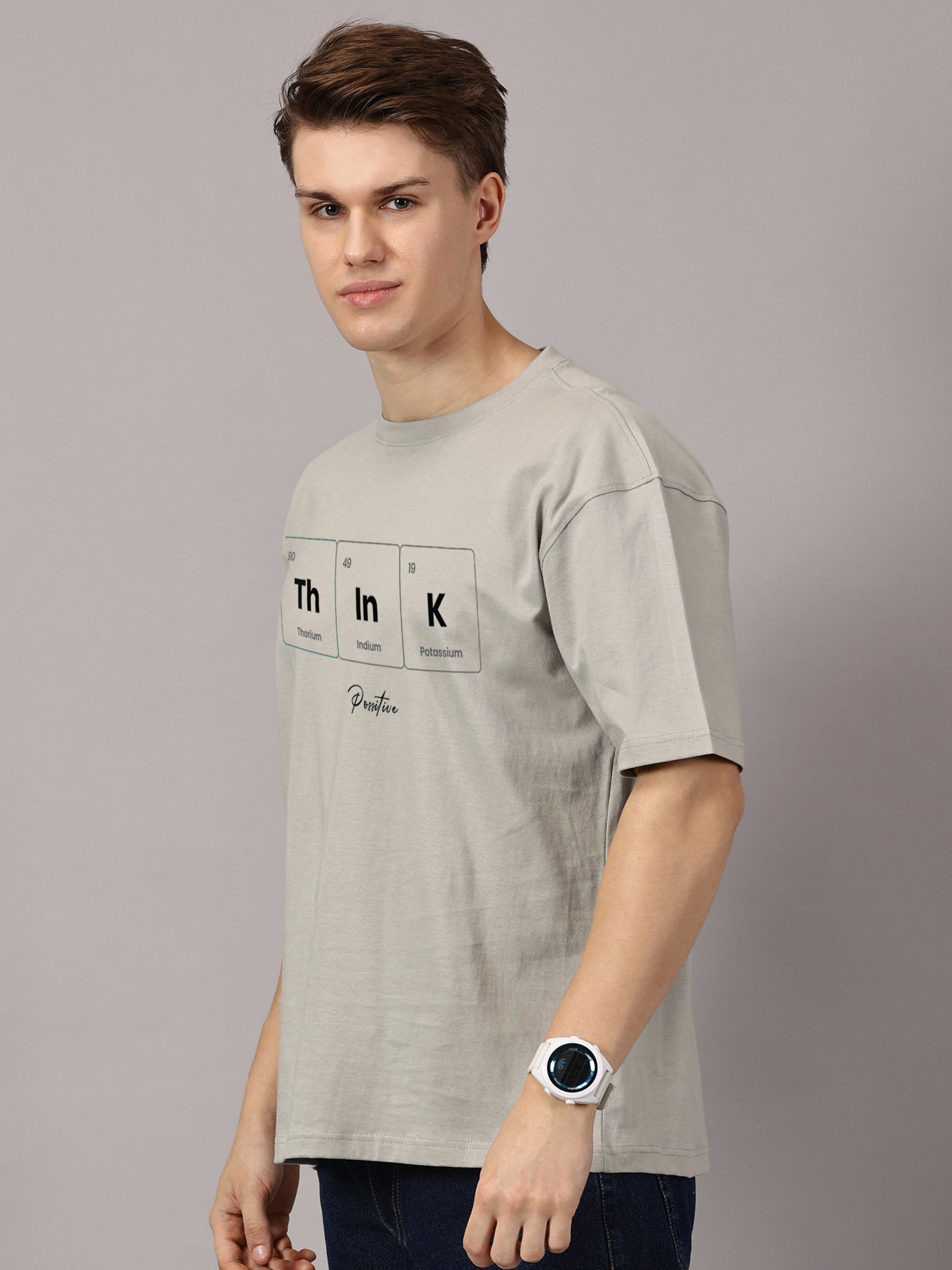 Oversized : Think Positive Printed T-Shirt