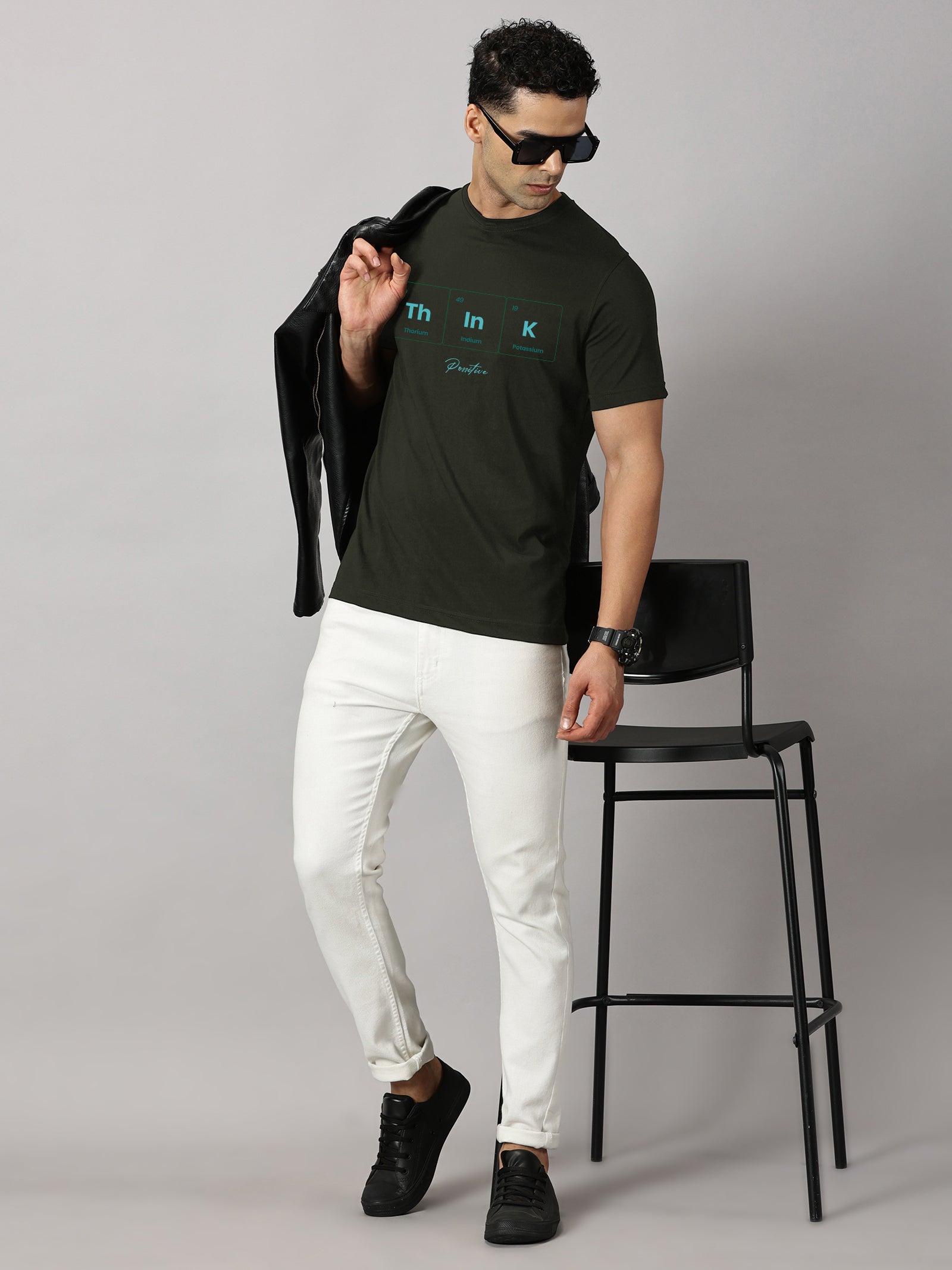 Basics : Think Positive Printed T-Shirt