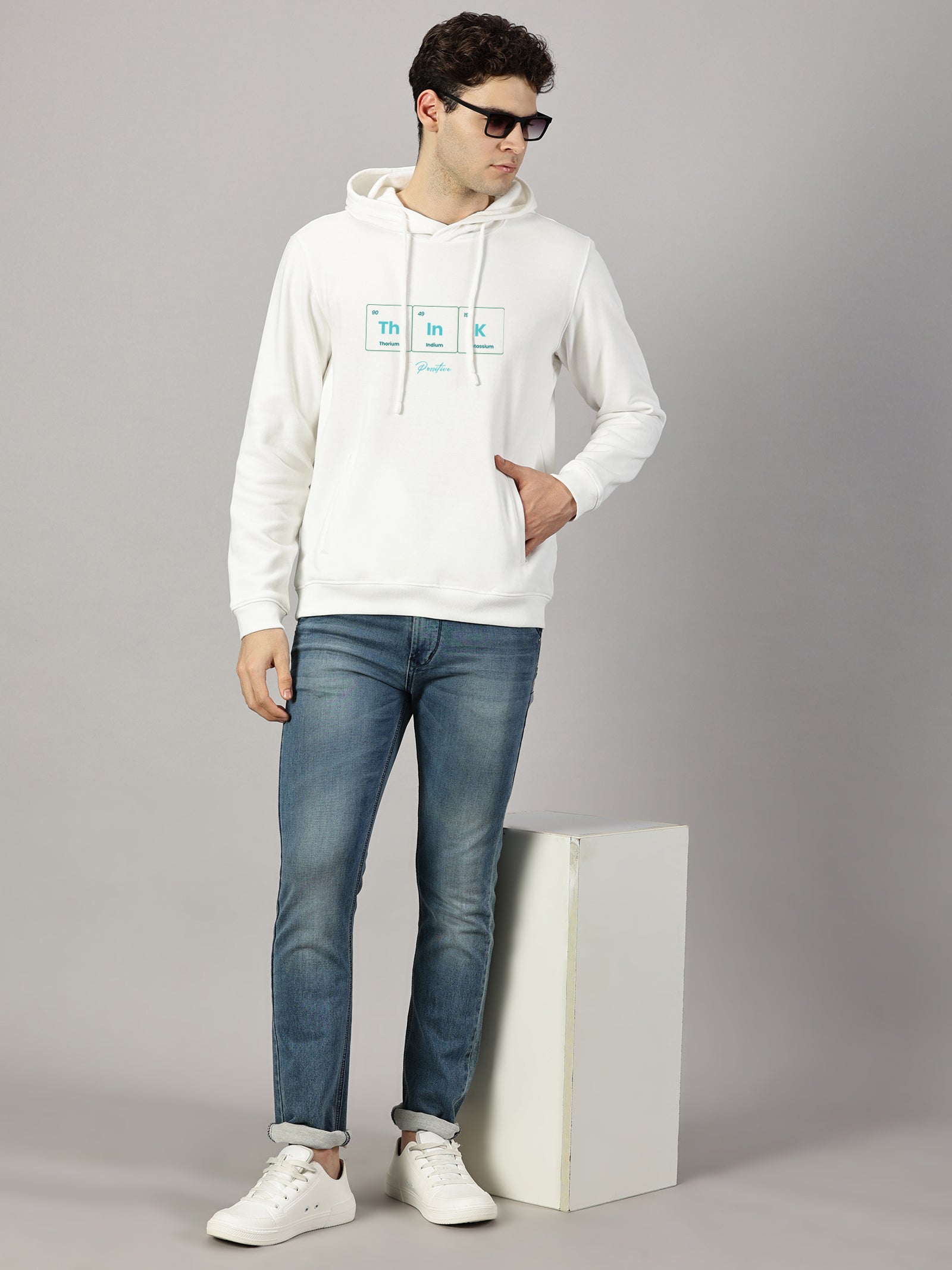 Sweatshirt : Think Positive Printed Hoodie
