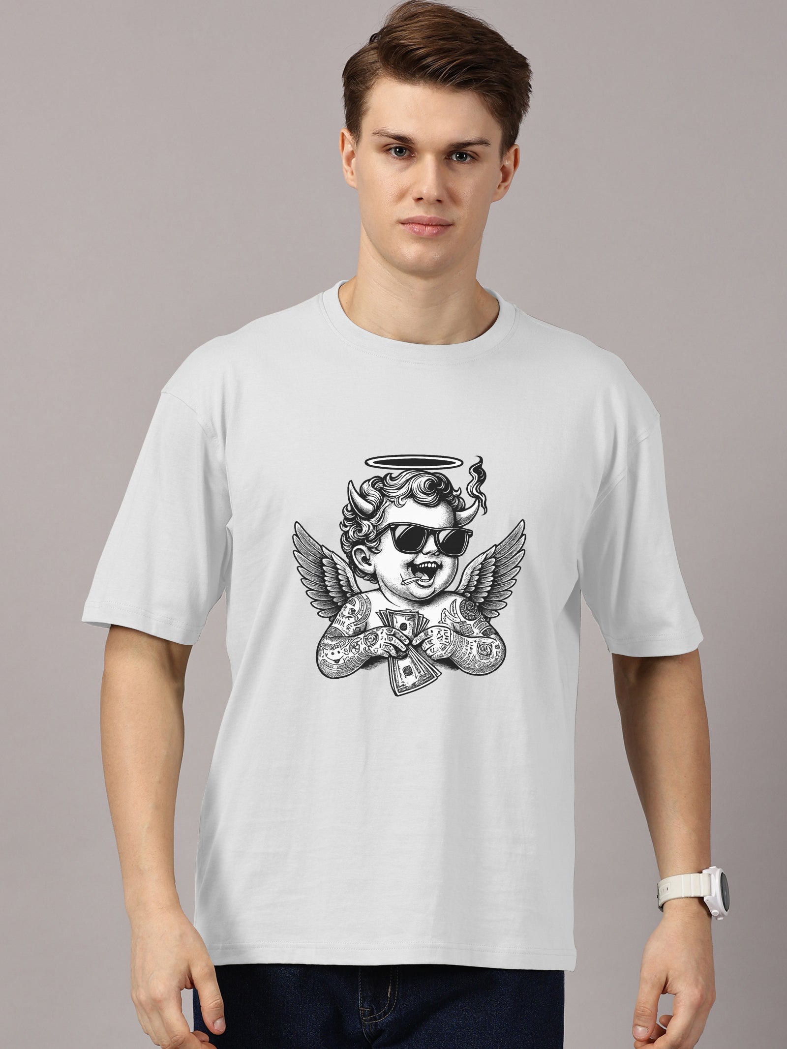 Oversized : Angel Printed T-Shirt