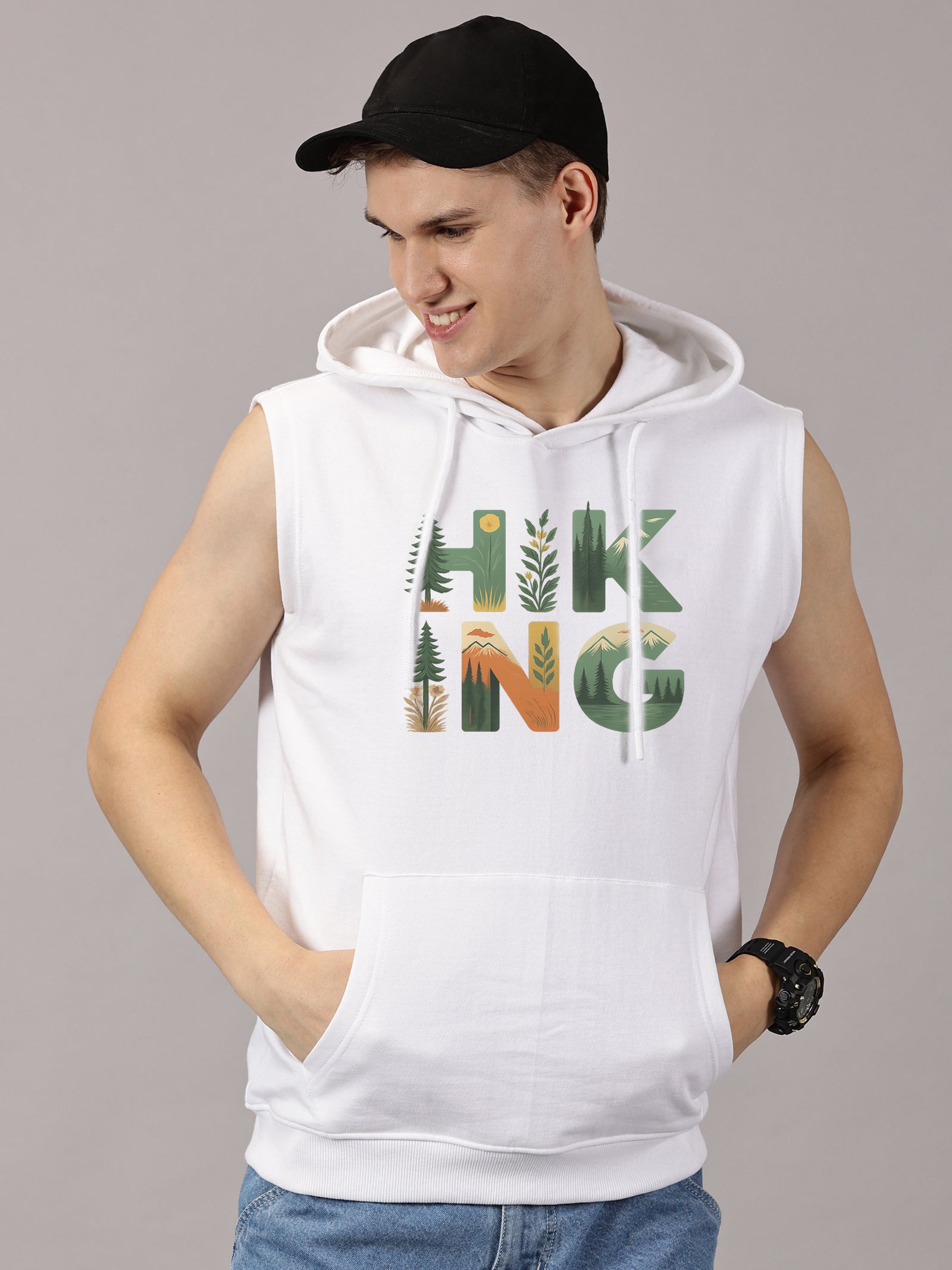 Sweatshirt ::  Hiking Printed Sleeveless Hoodie