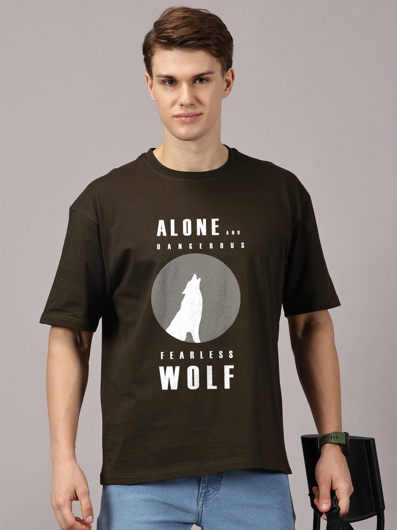 Oversized : Wolf Printed T-Shirt