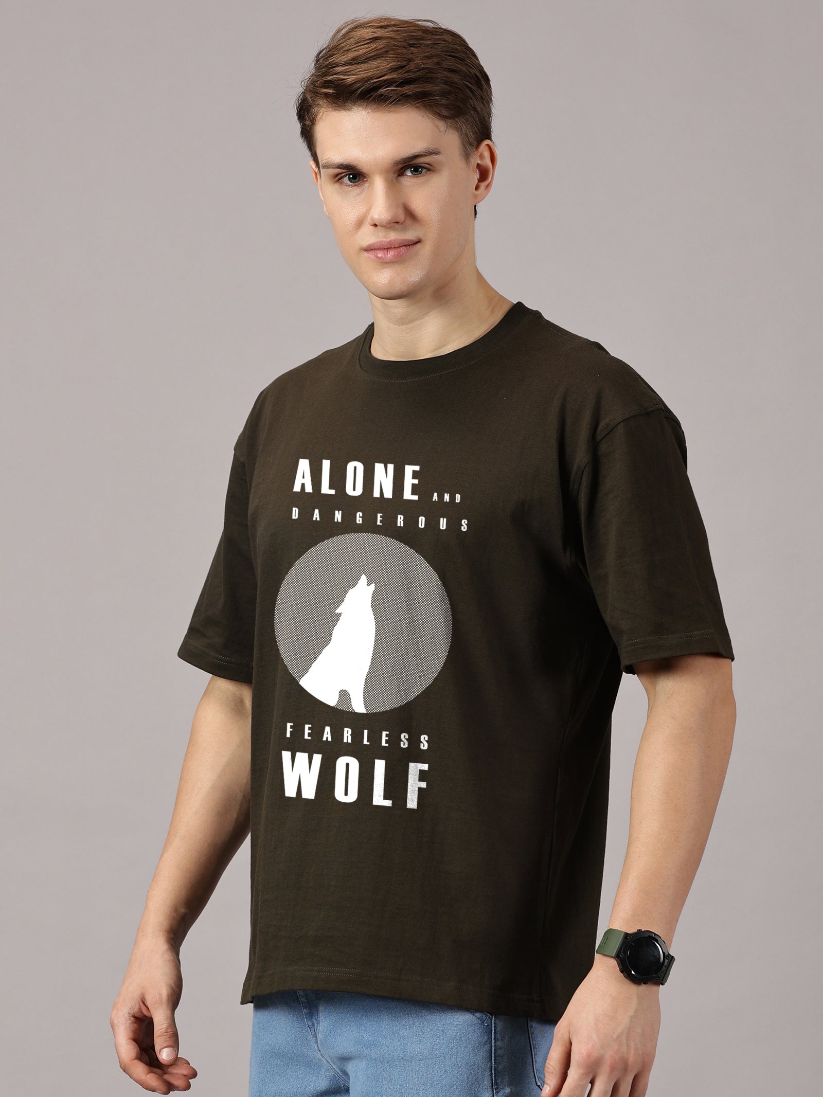 Oversized : Wolf Printed T-Shirt