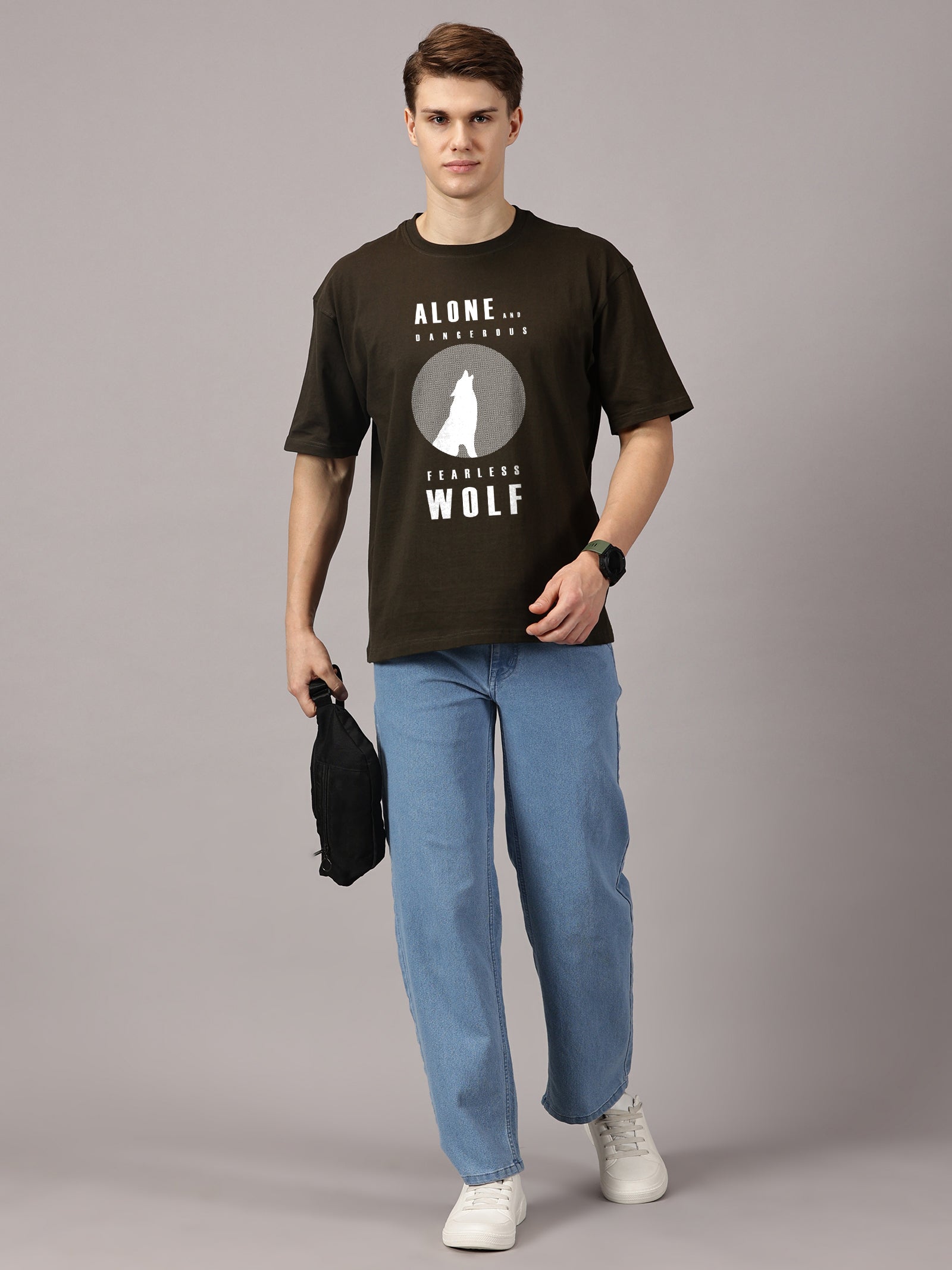 Oversized : Wolf Printed T-Shirt