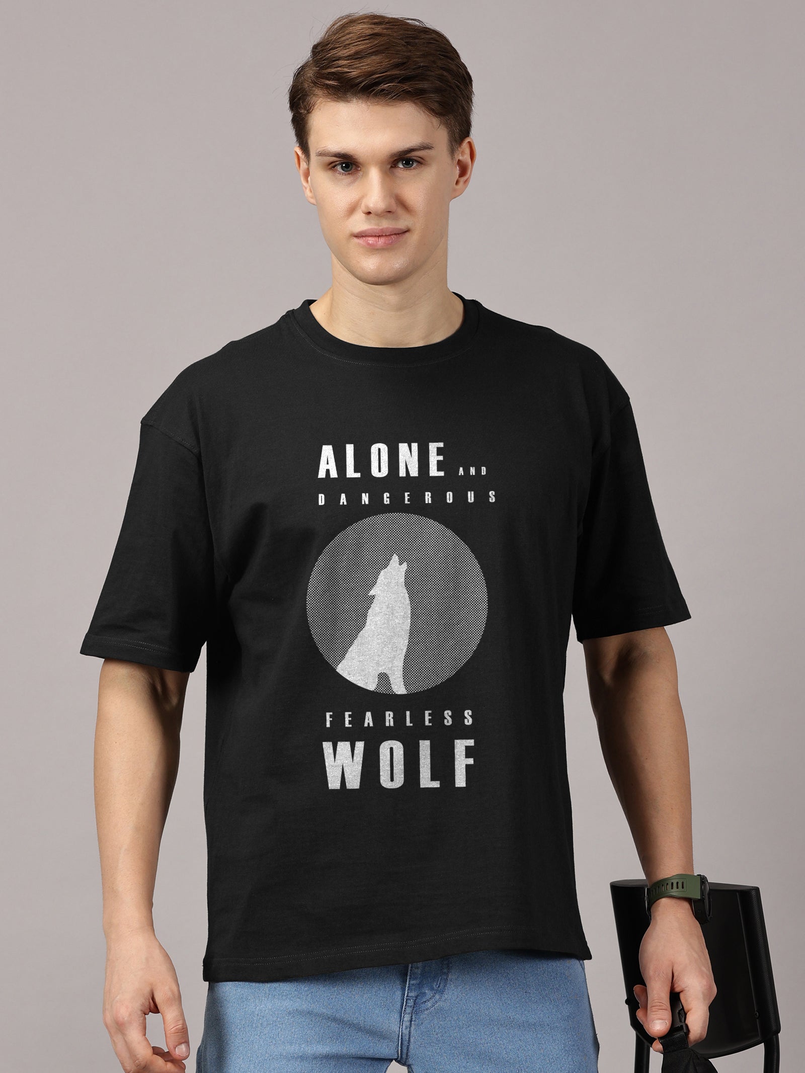 Oversized : Wolf Printed T-Shirt