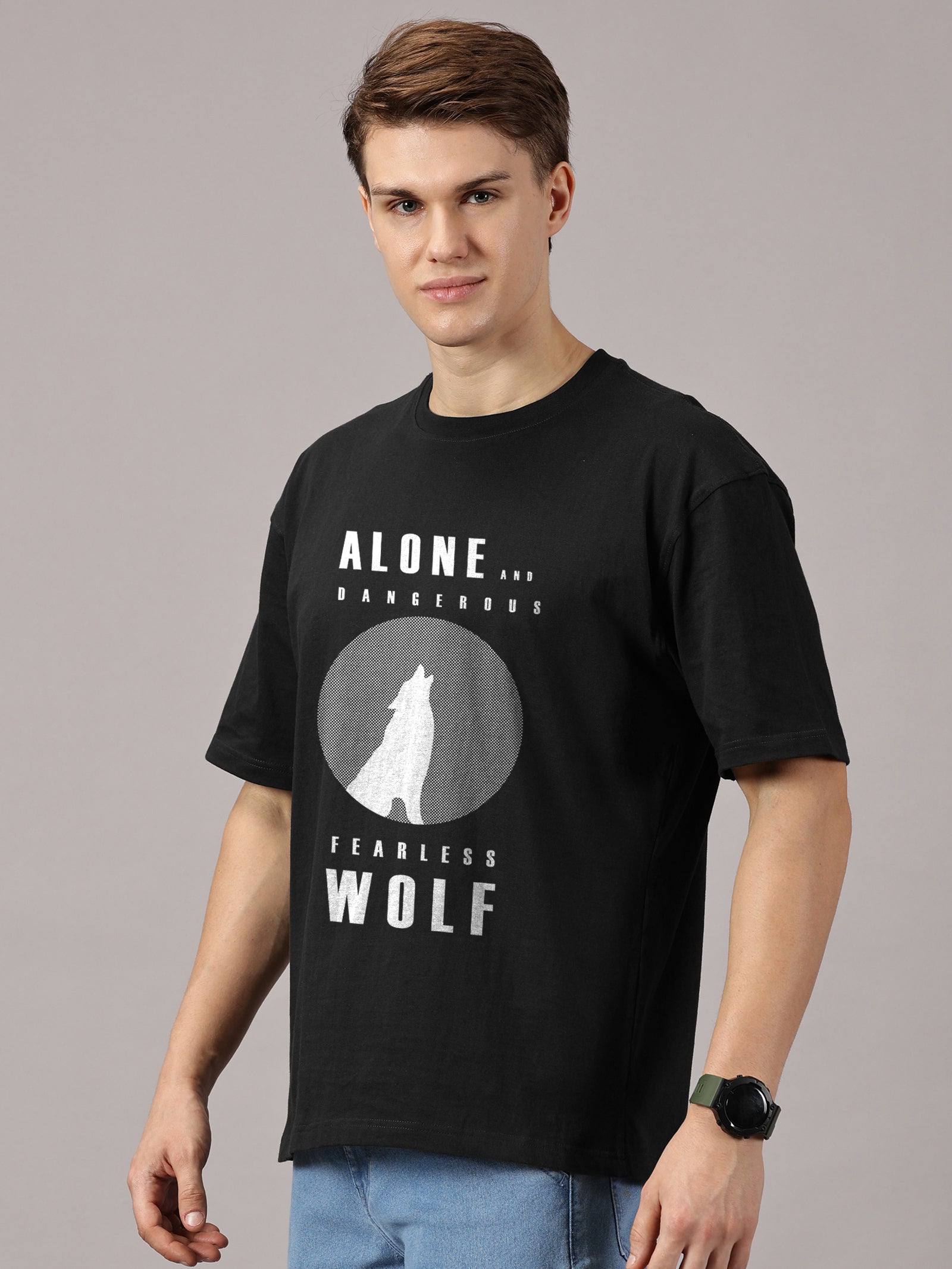 Oversized : Wolf Printed T-Shirt