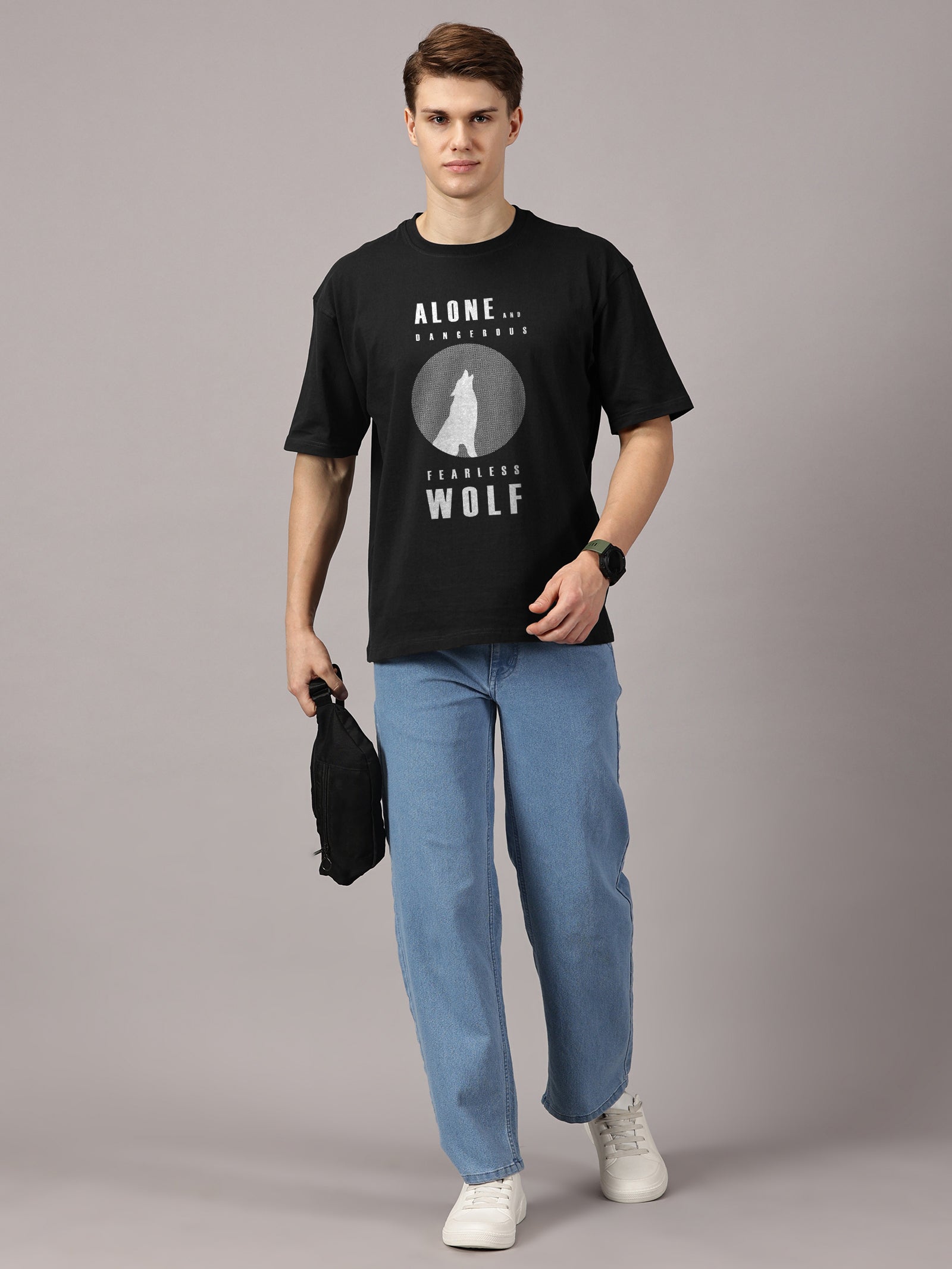 Oversized : Wolf Printed T-Shirt
