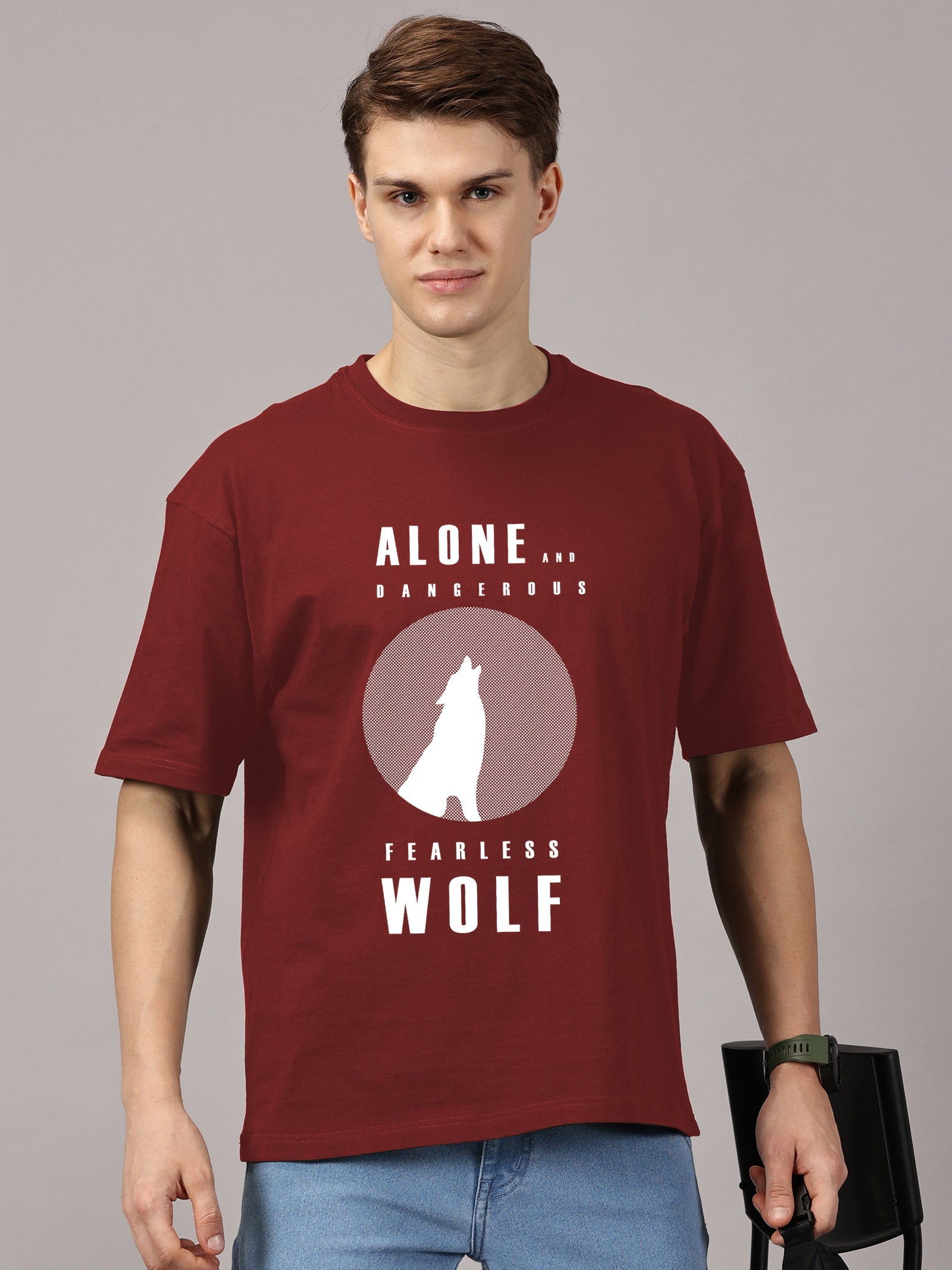 Oversized : Wolf Printed T-Shirt