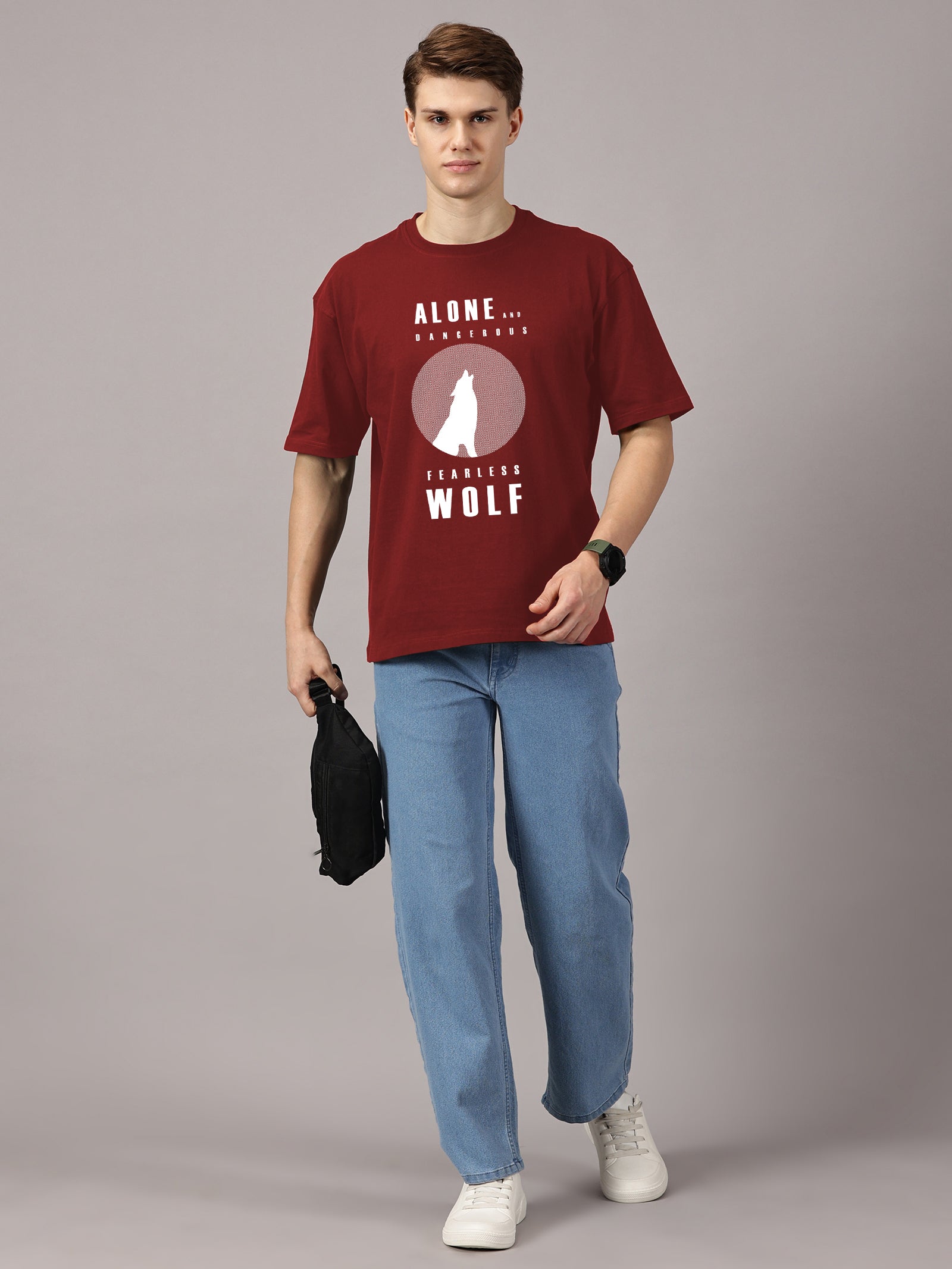 Oversized : Wolf Printed T-Shirt